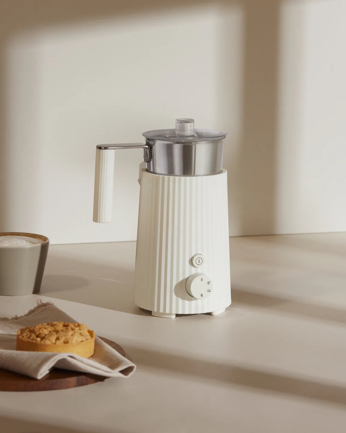 Witte PLISSÉ melkschuimer