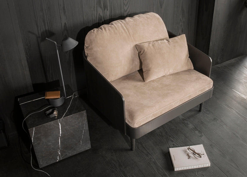 PLINTH CUBIC Side Table Brown Marble