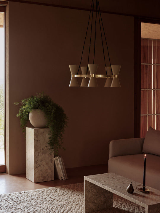 Kroonluchter COLLECTOR beige met messing afwerking