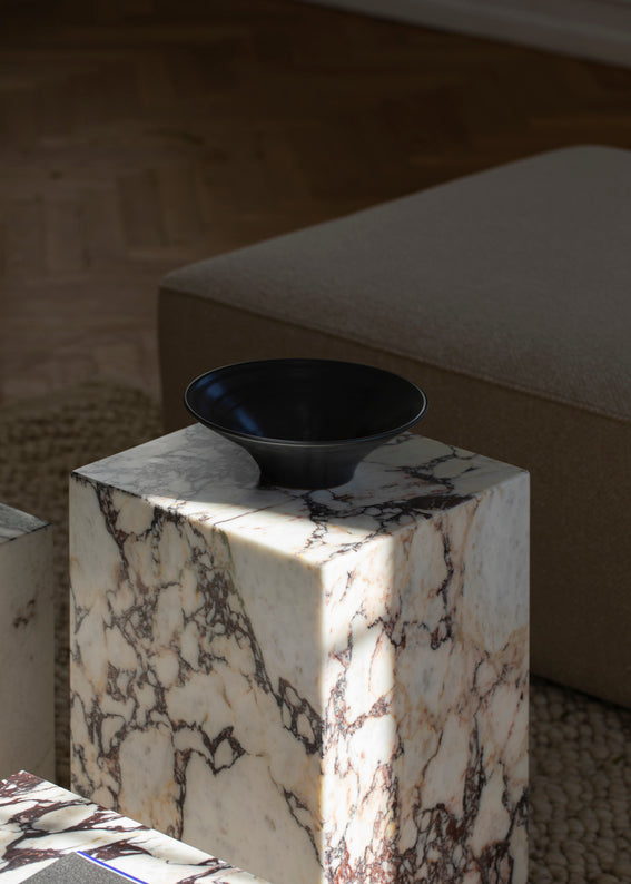 PLINTH Side Table Gray Marble