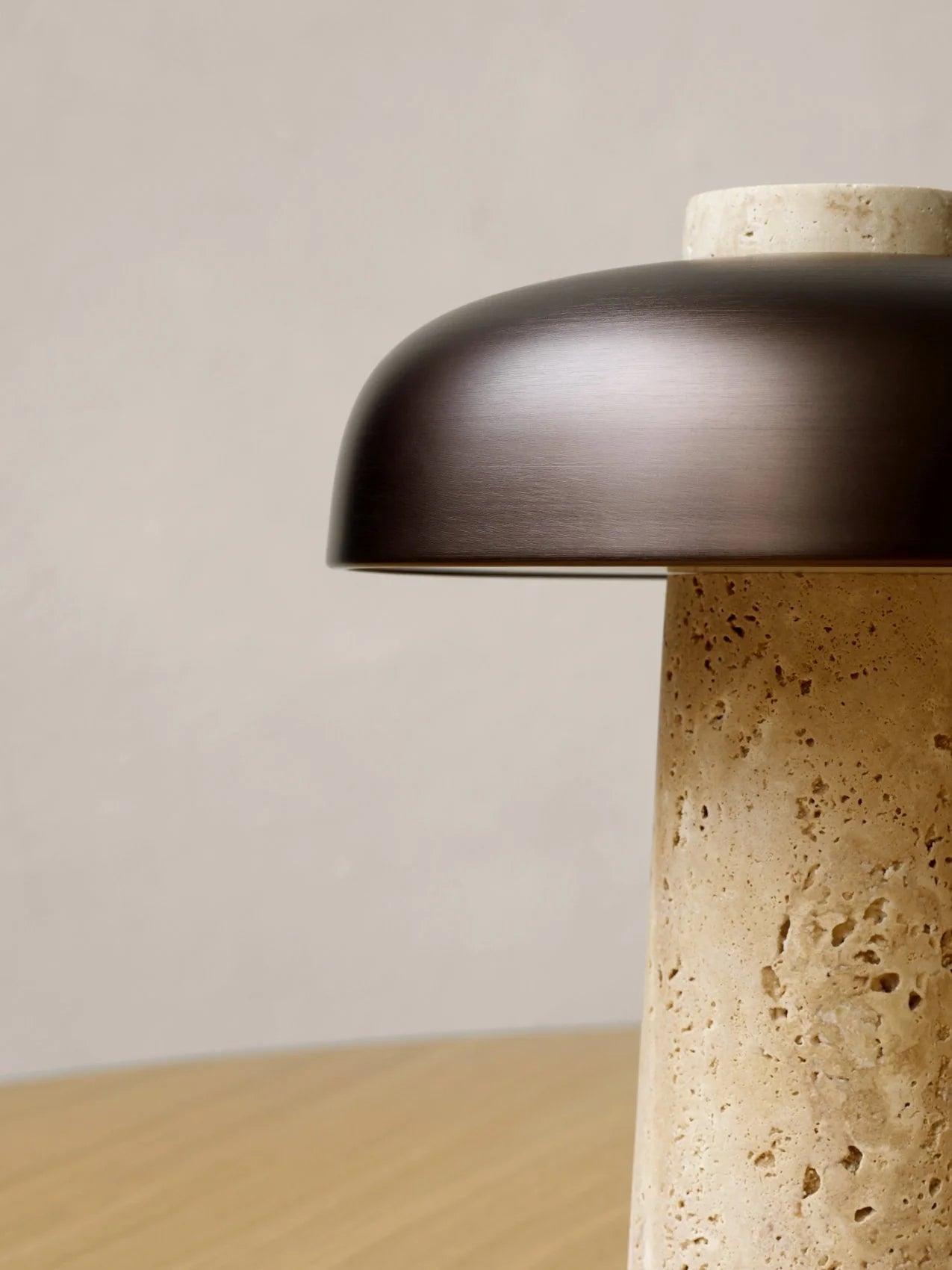 Portable Lamp REVERSE brown shade with stone base