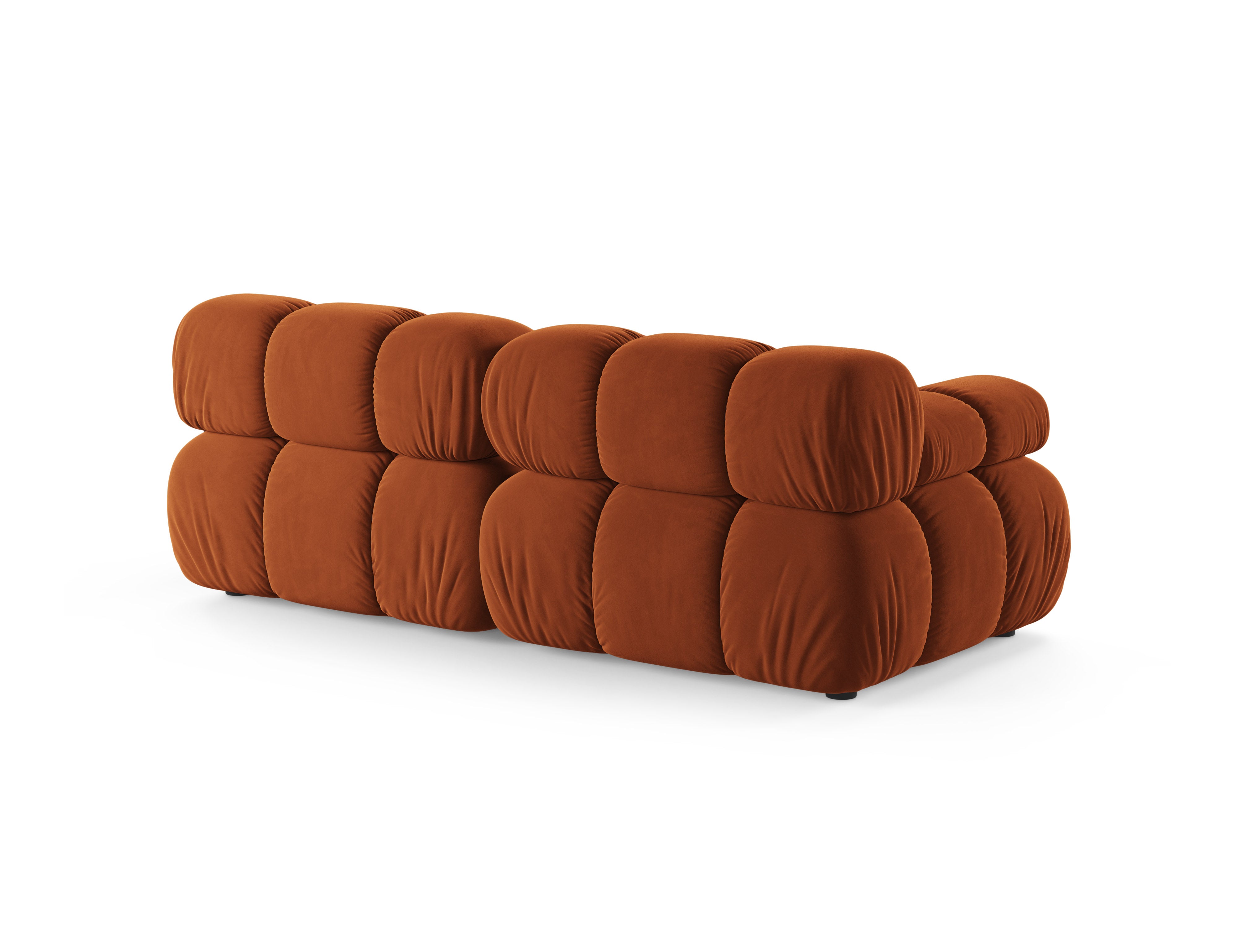 Tweedelige modulaire fluwelen bank BELLIS in baksteenrood