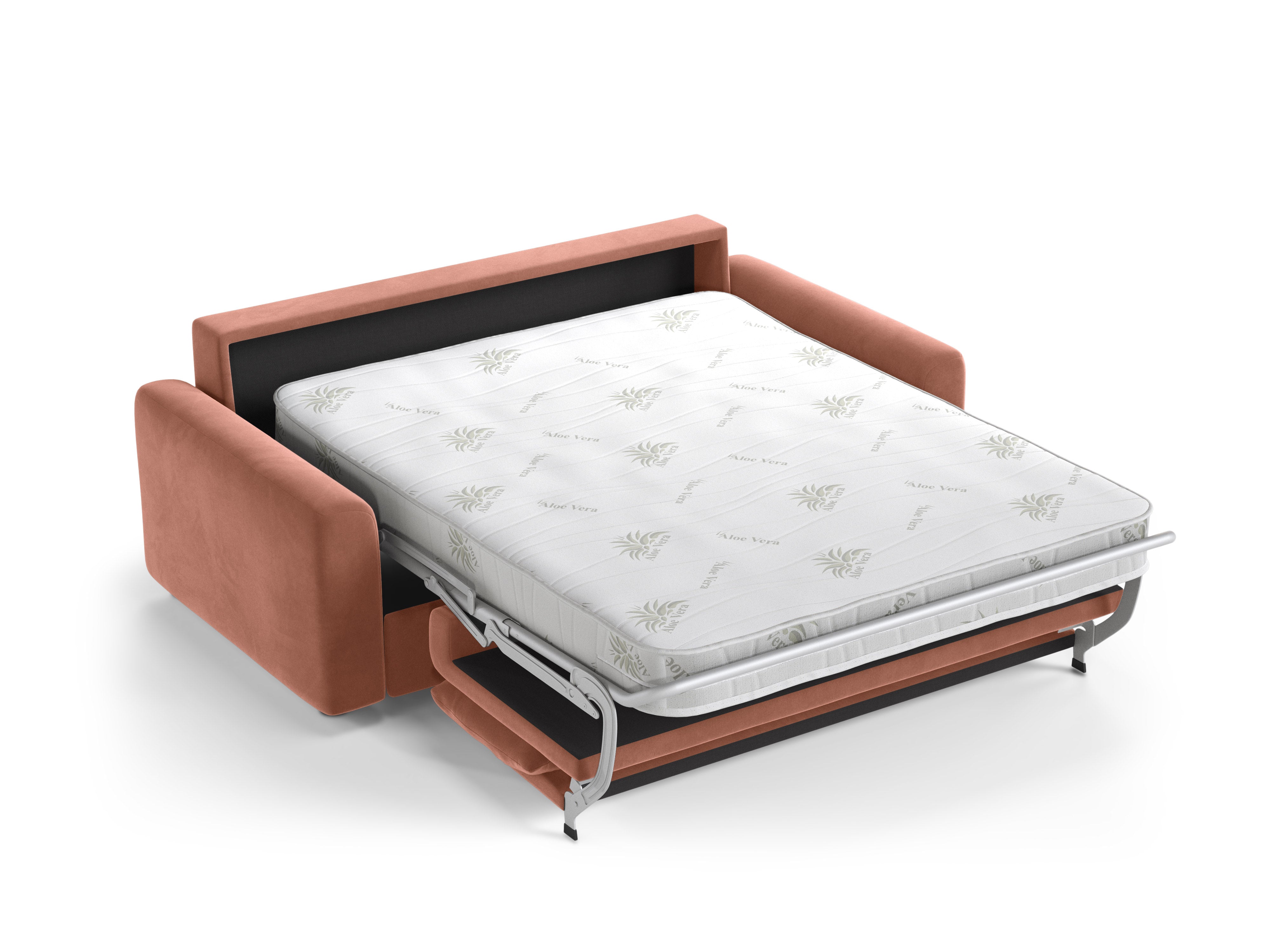 DAVID Pink Velvet 3-Seater Sofa with Sleeping Function