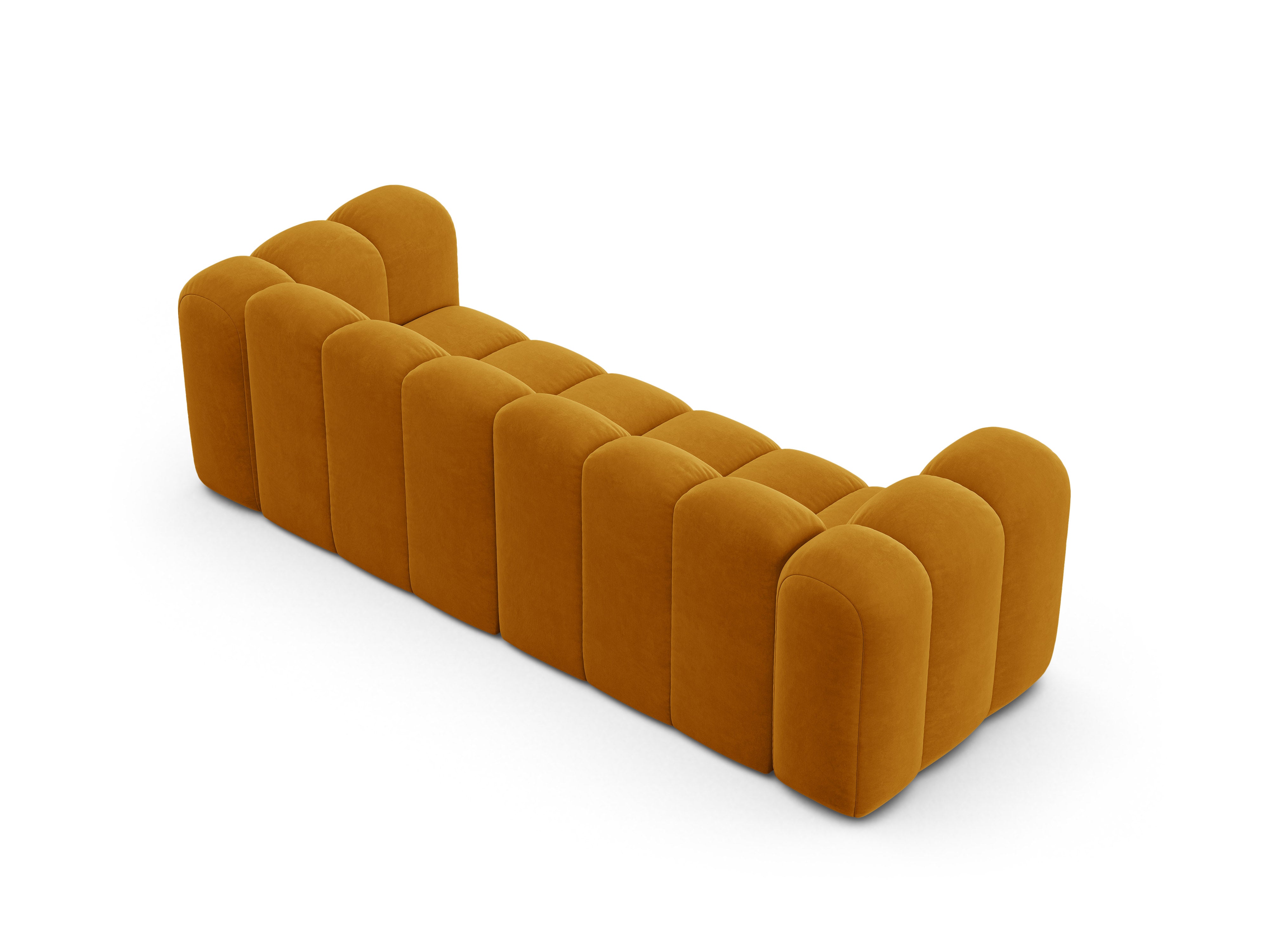 Sofa aksamitna 3-osobowa LUPINE musztardowy – szenil
