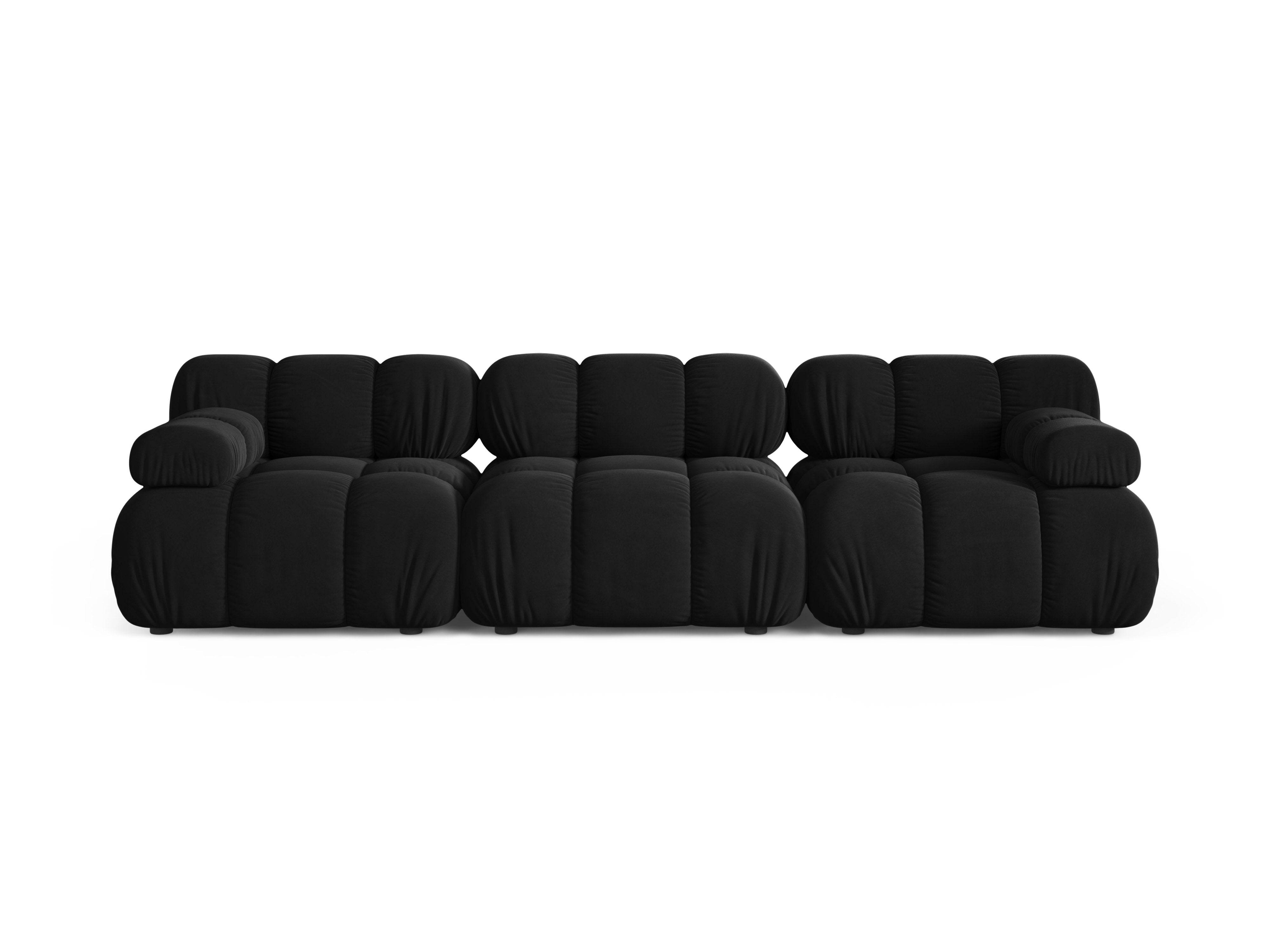 Modulaire fluwelen 3-zitsbank BELLIS zwart