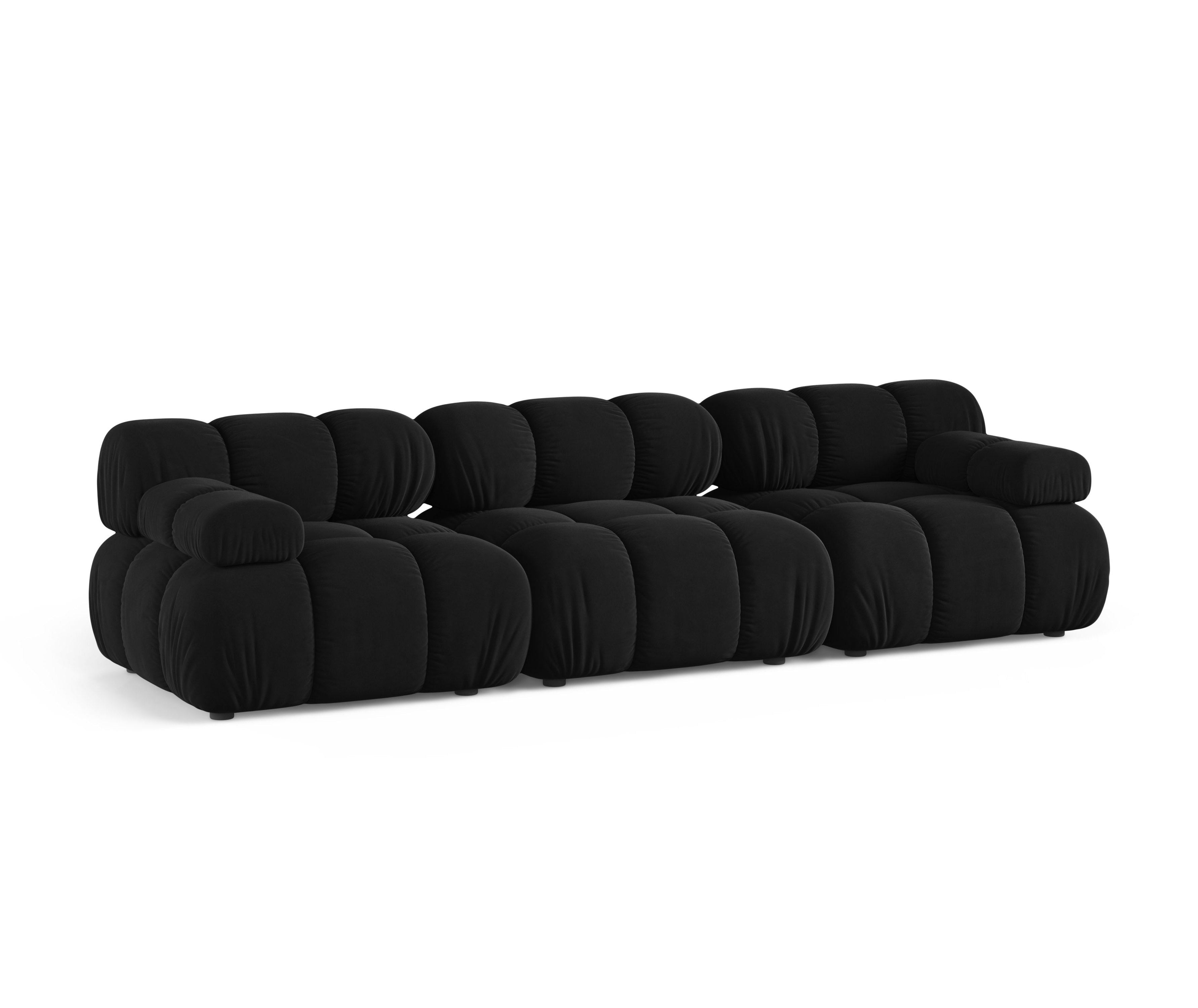 Modulaire fluwelen 3-zitsbank BELLIS zwart
