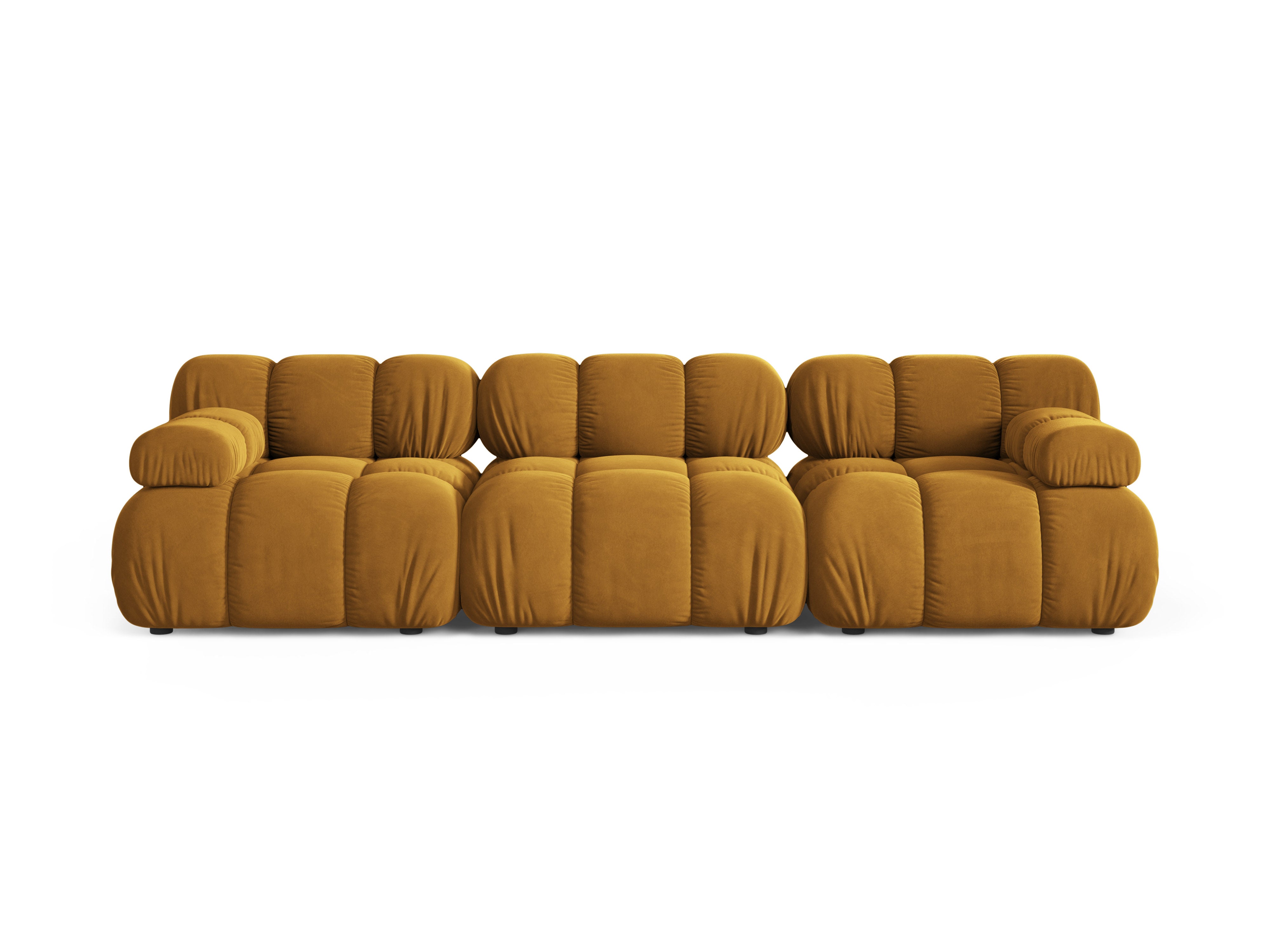Modulaire fluwelen 3-zitsbank BELLIS mosterdkleurig