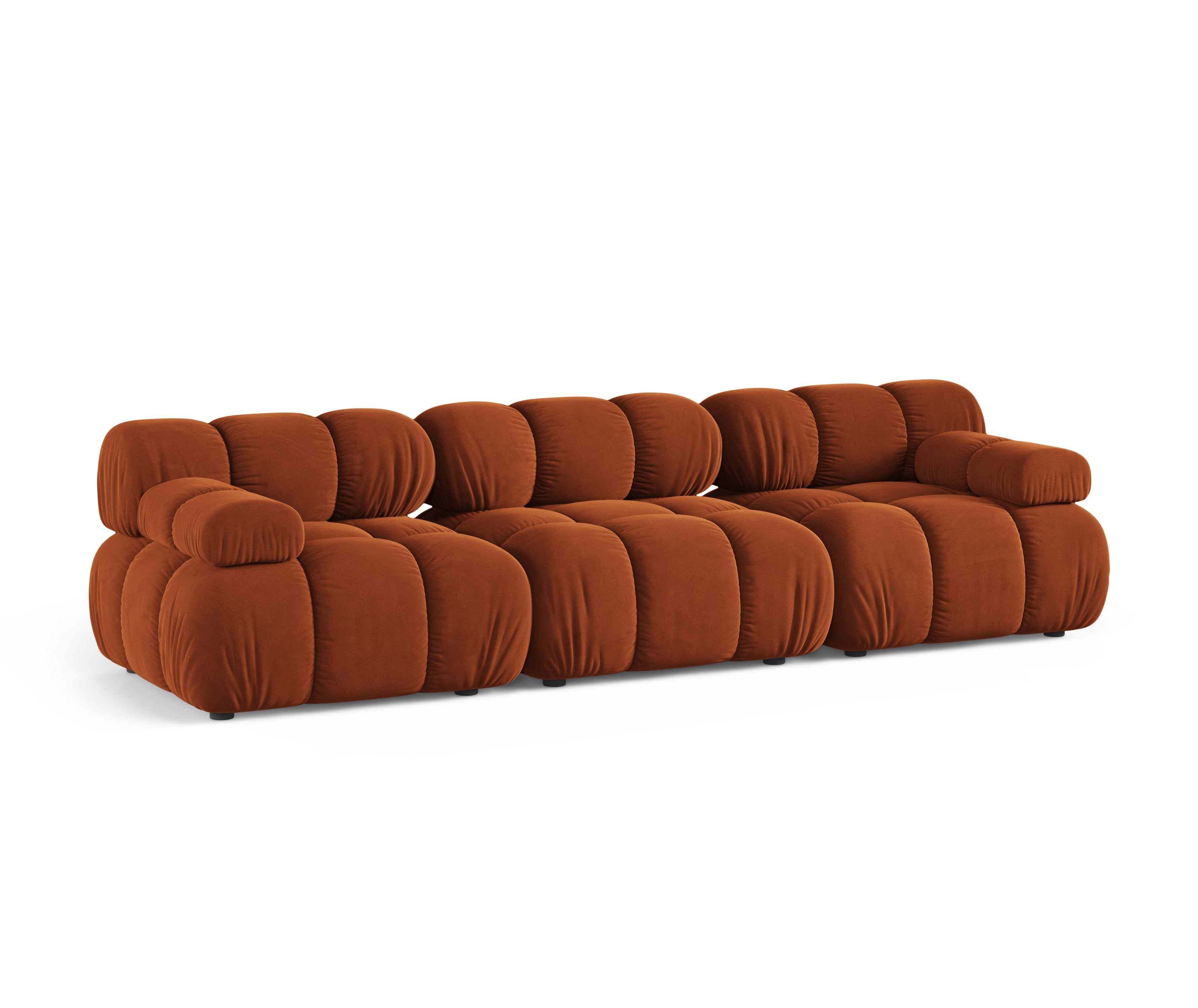 Modulaire 3-zits fluwelen bank BELLIS in baksteenrood