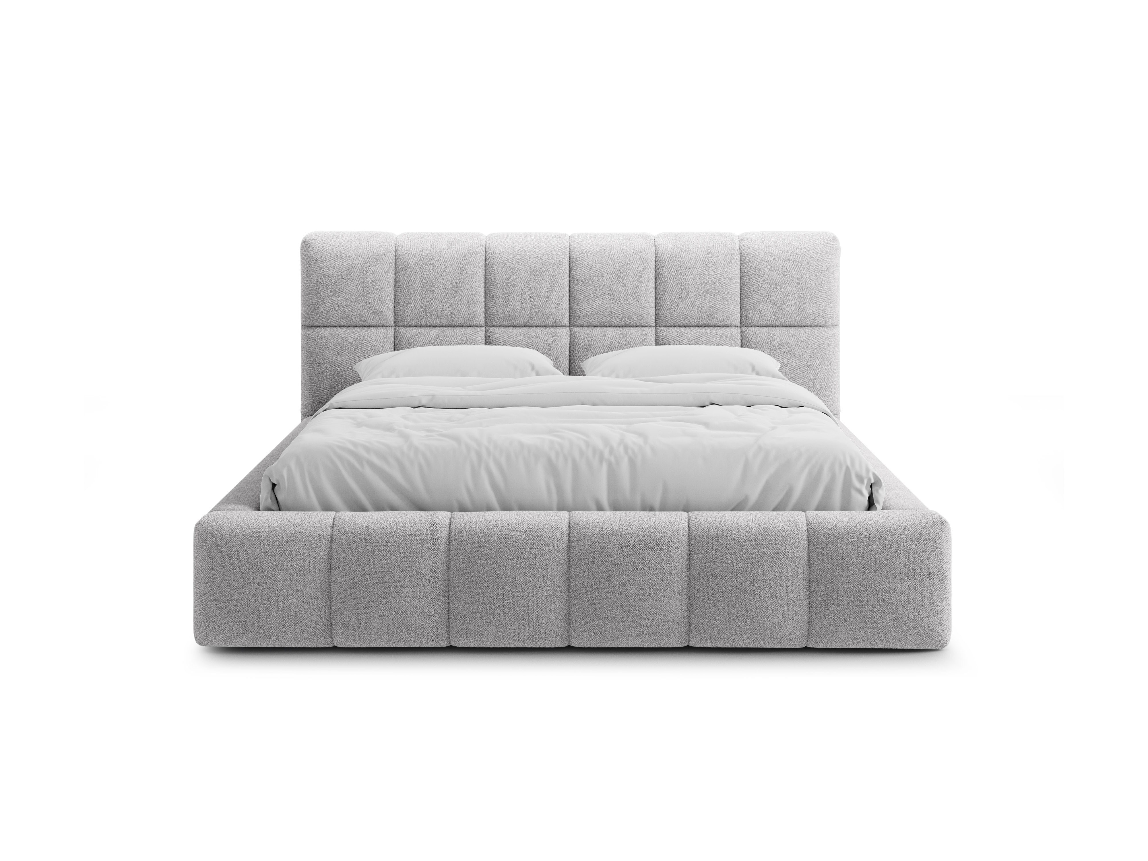 Bed met opbergruimte voor beddengoed BELLIS lichtgrijs boucle