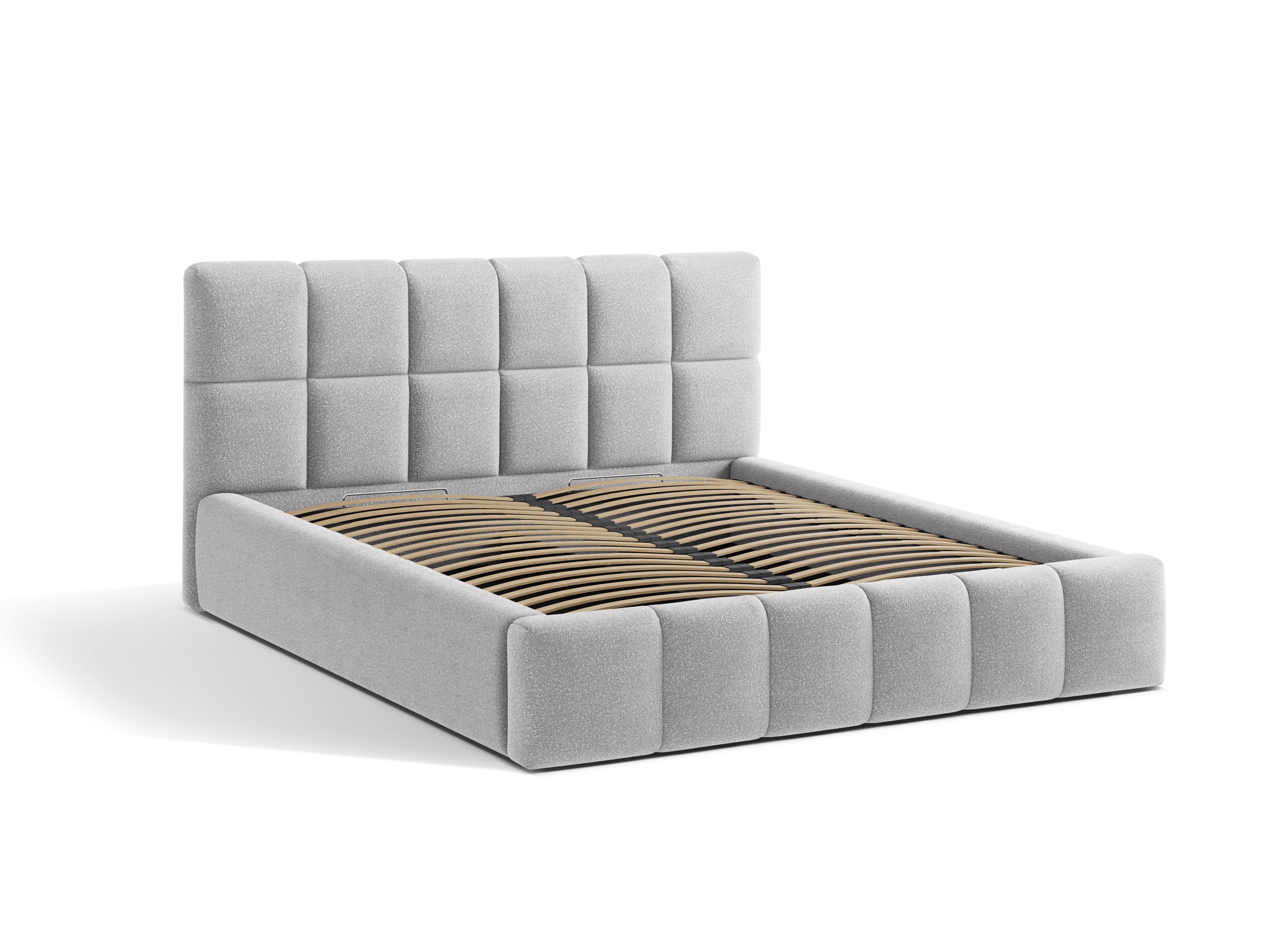 Bed met opbergruimte voor beddengoed BELLIS lichtgrijs boucle