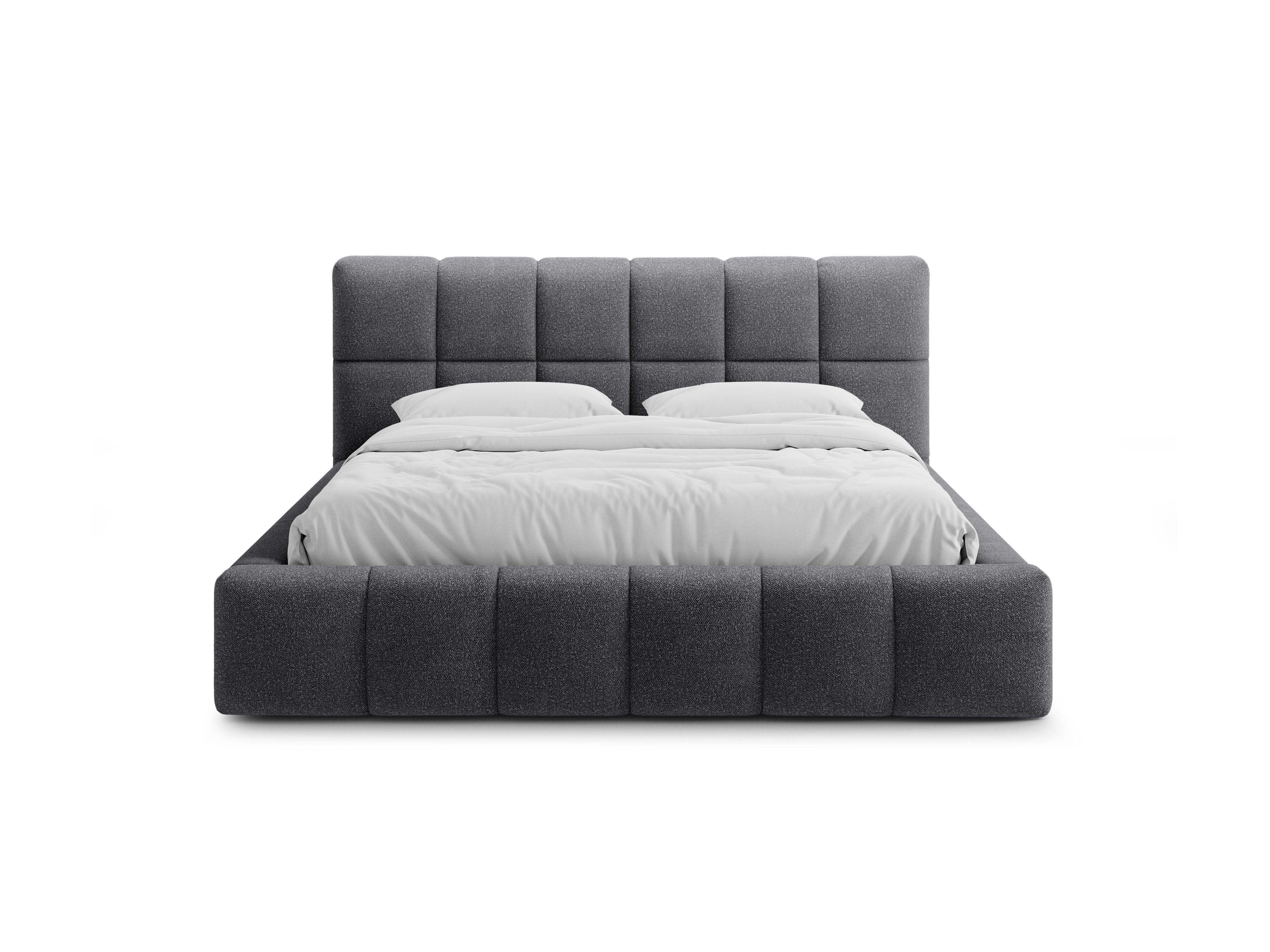 BELLIS bed met opbergruimte voor beddengoed grijs boucle