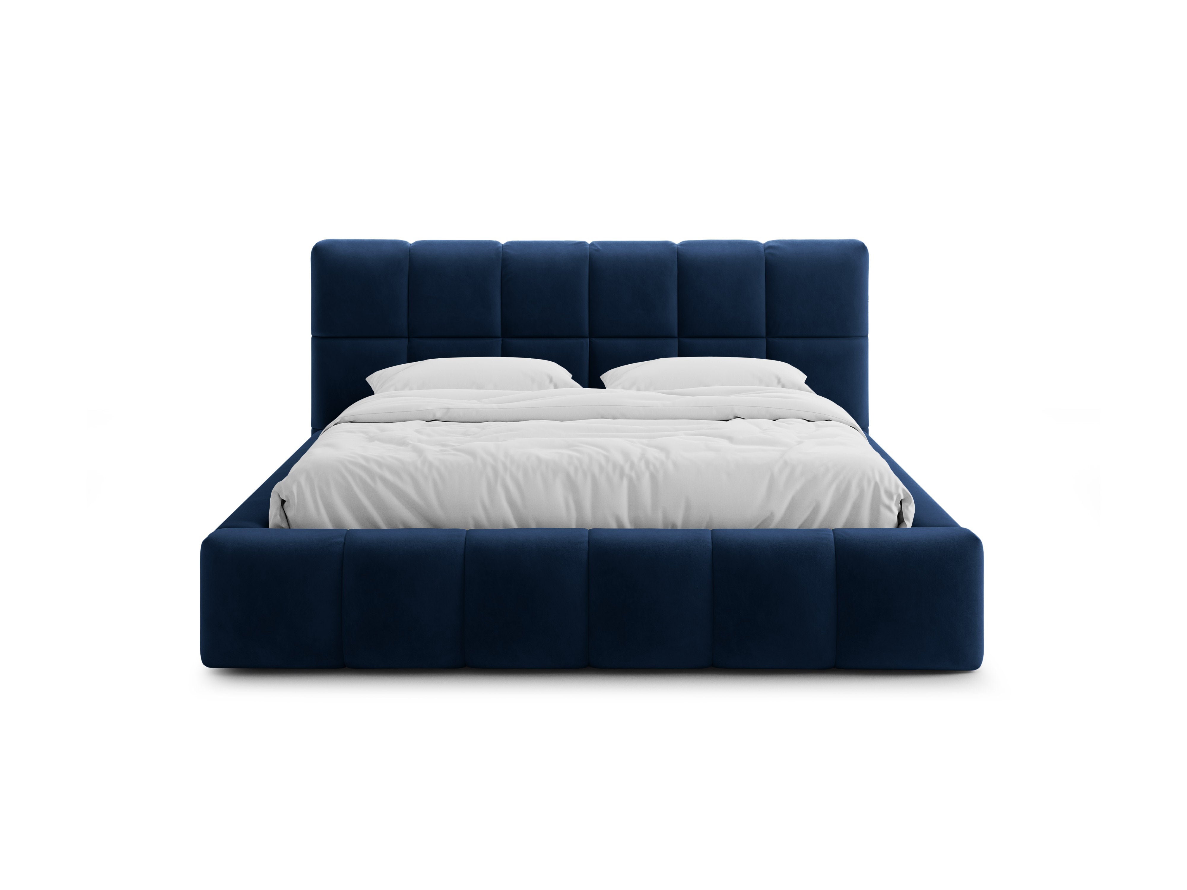 Velvet bed with storage for bedding BELLIS royal blue