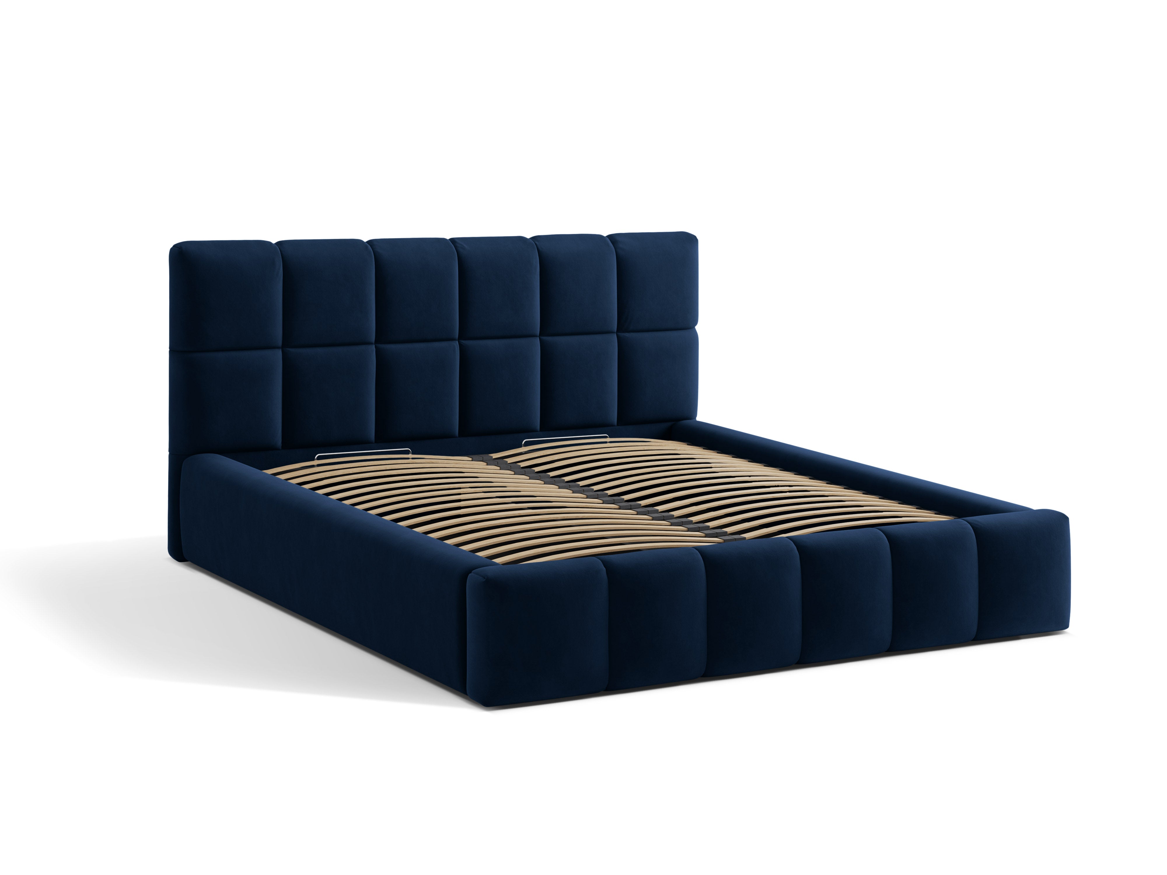 Velvet bed with storage for bedding BELLIS royal blue