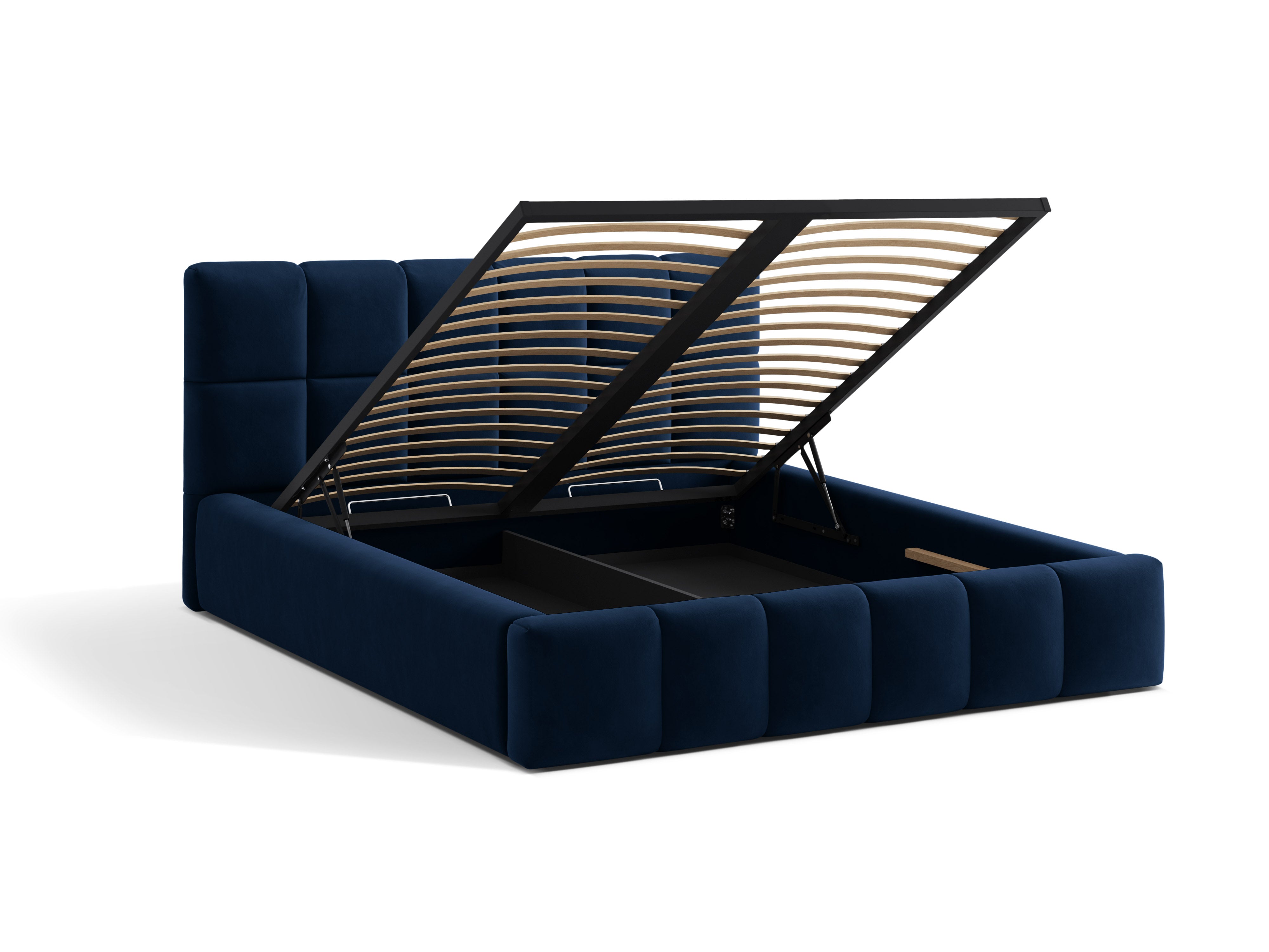 Velvet bed with storage for bedding BELLIS royal blue