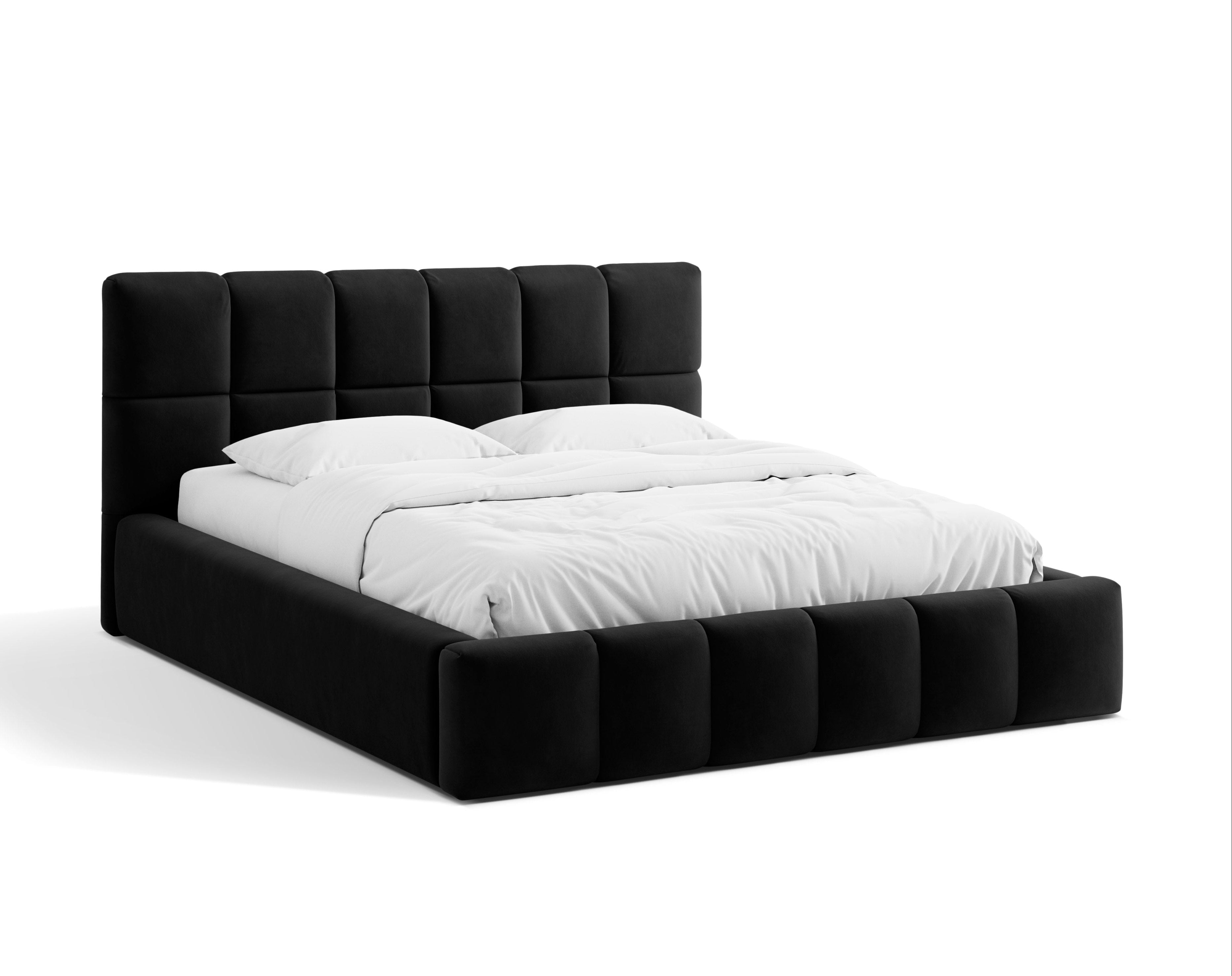 Velvet bed with storage container BELLIS black