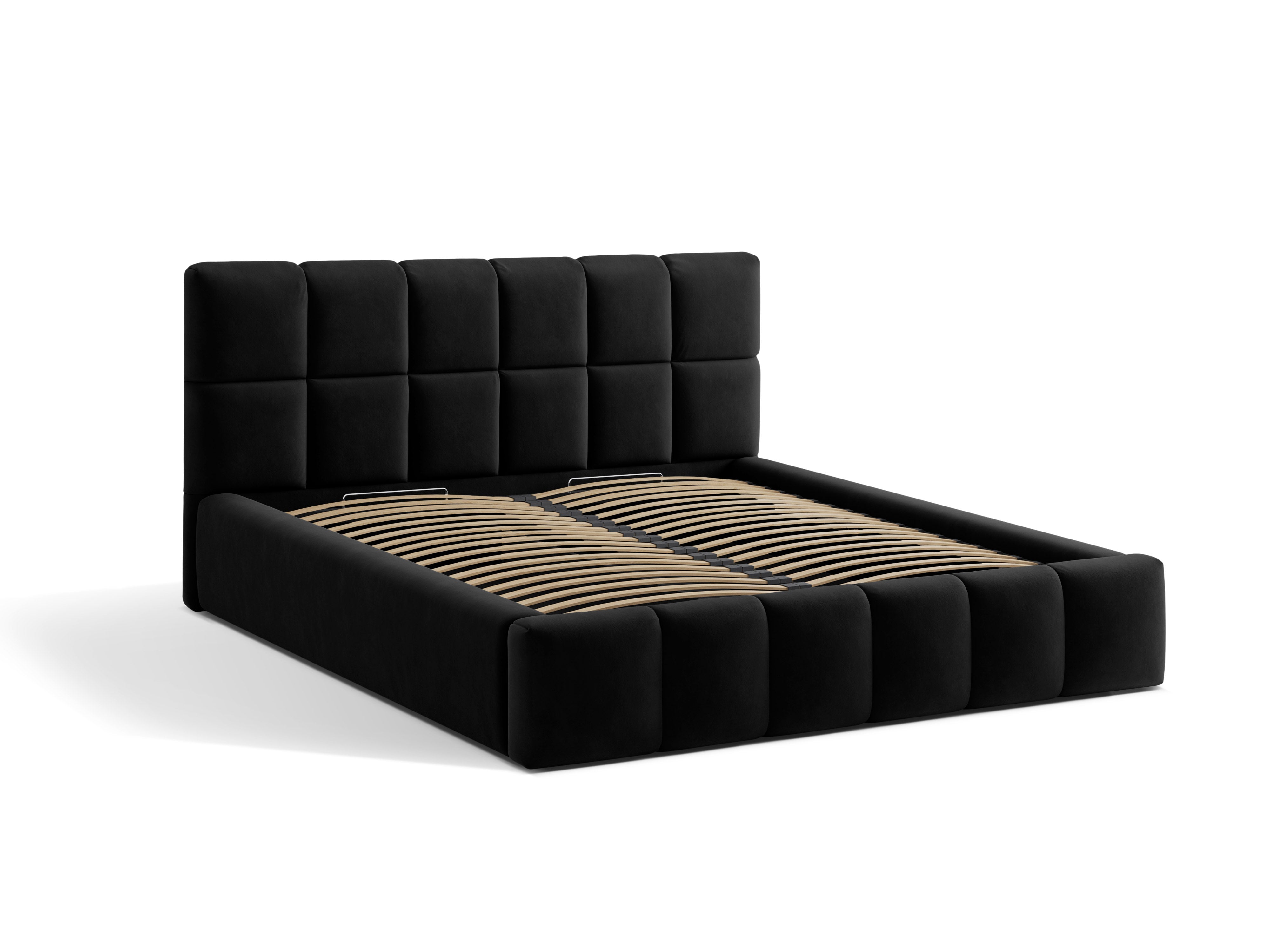 Velvet bed with storage container BELLIS black