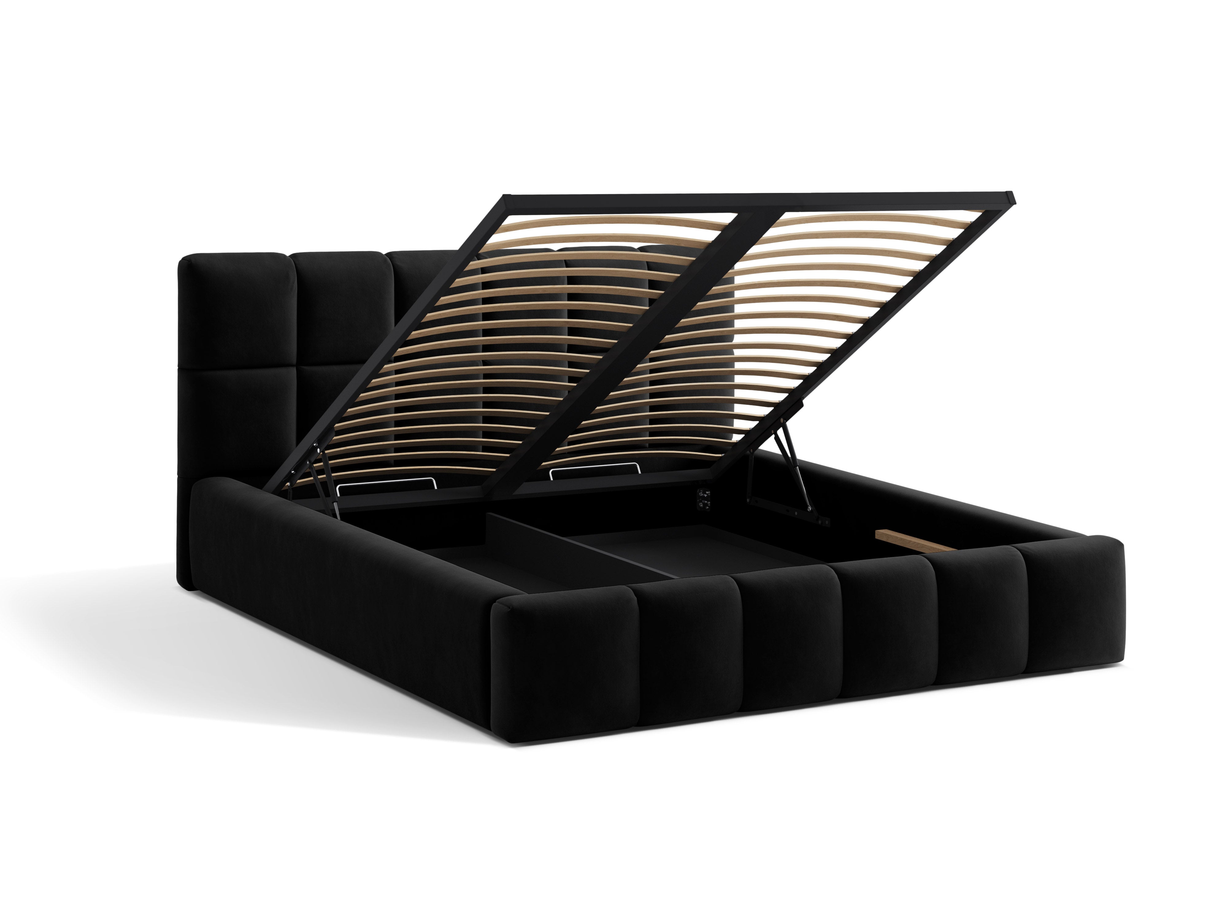 Velvet bed with storage container BELLIS black