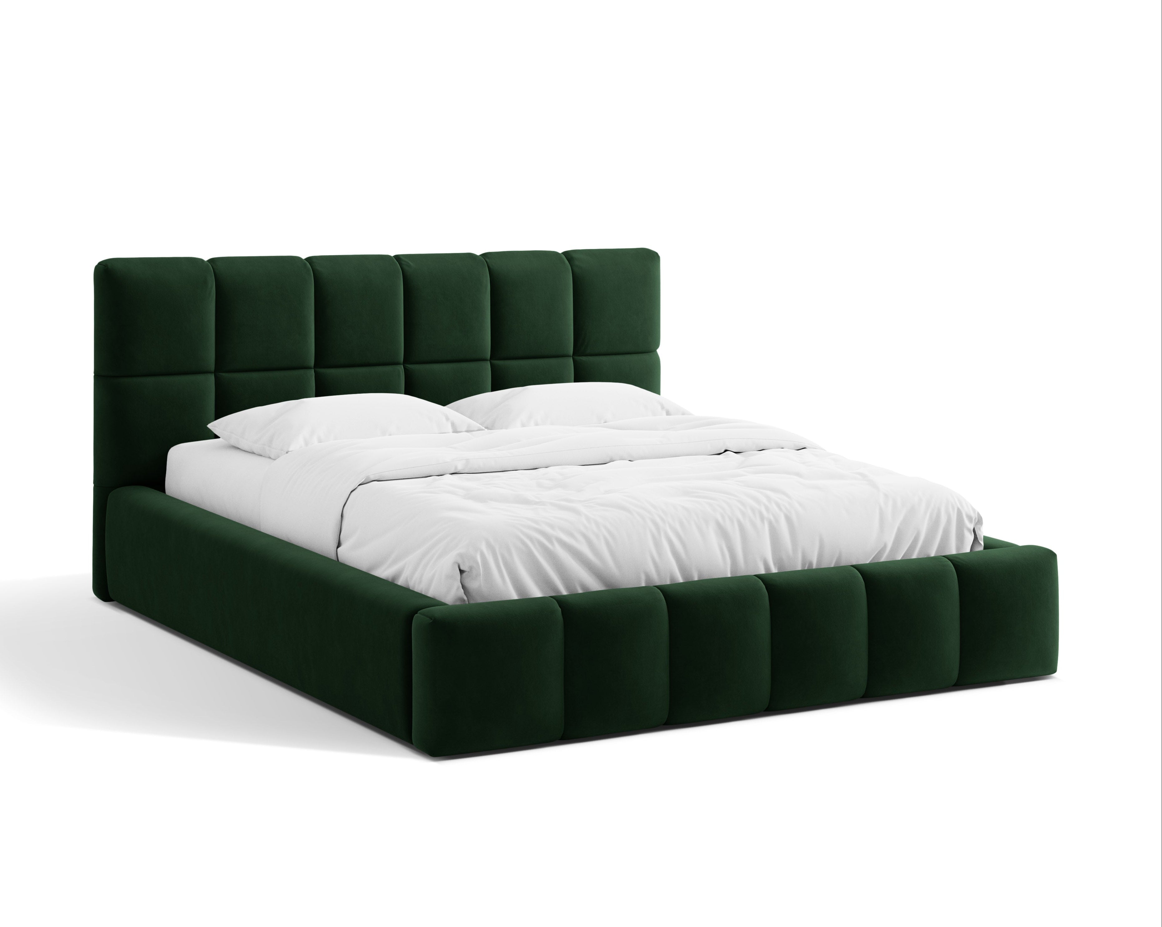 Velvet bed with storage container BELLIS bottle green