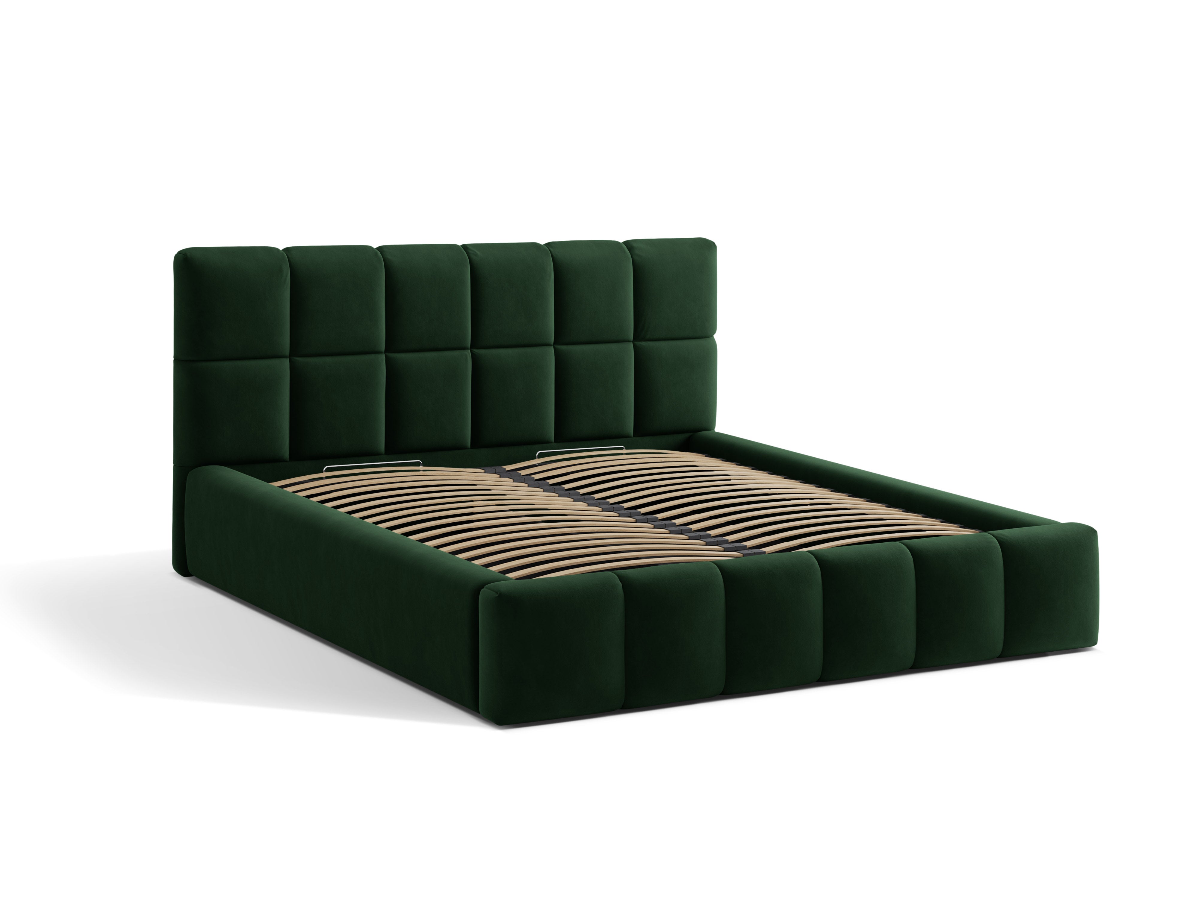 Velvet bed with storage container BELLIS bottle green