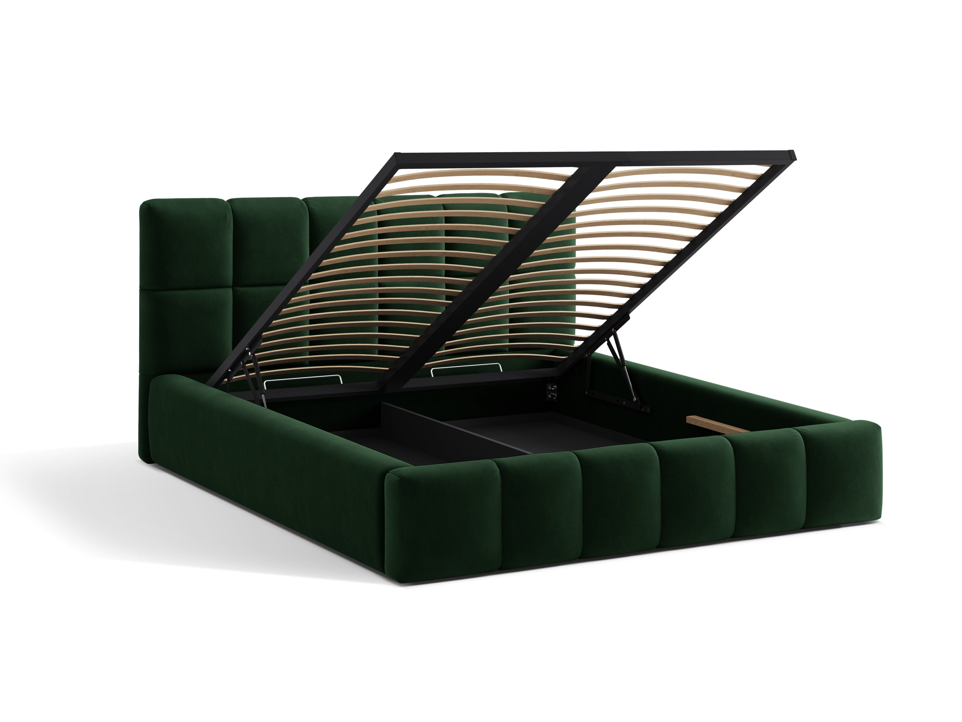 Velvet bed with storage container BELLIS bottle green