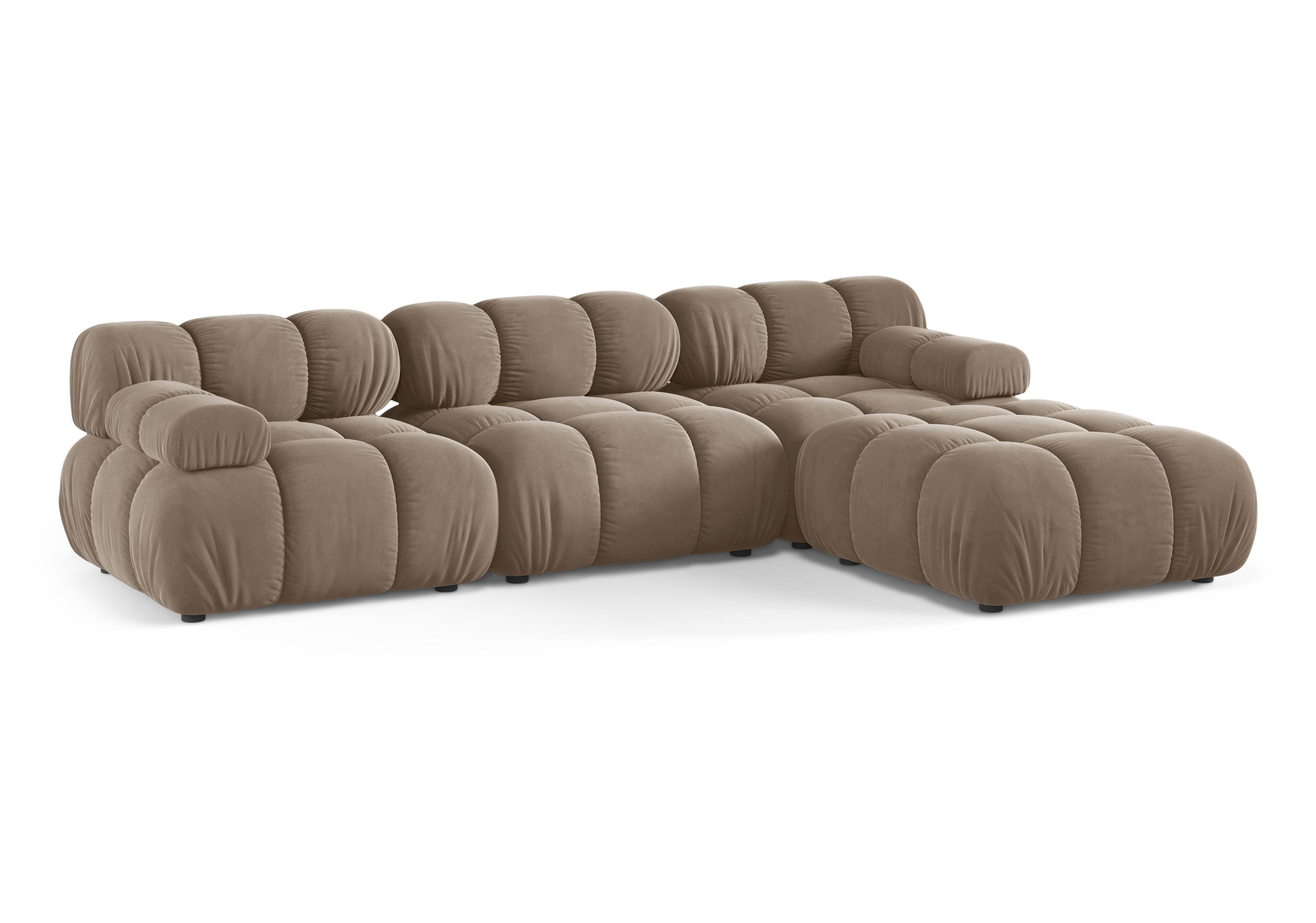 Universele fluwelen hoekbank BELLIS cappuccino