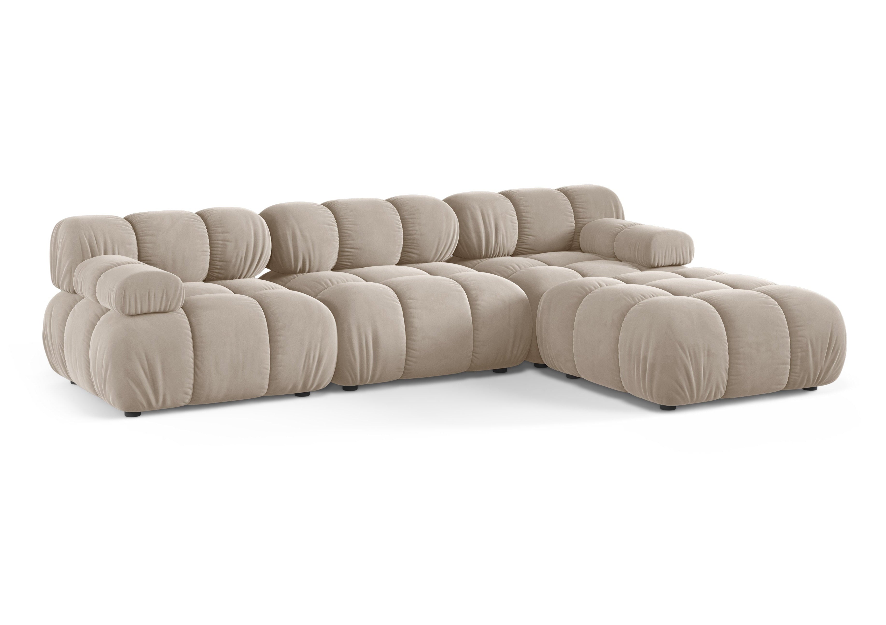 Universele fluwelen hoekbank BELLIS beige