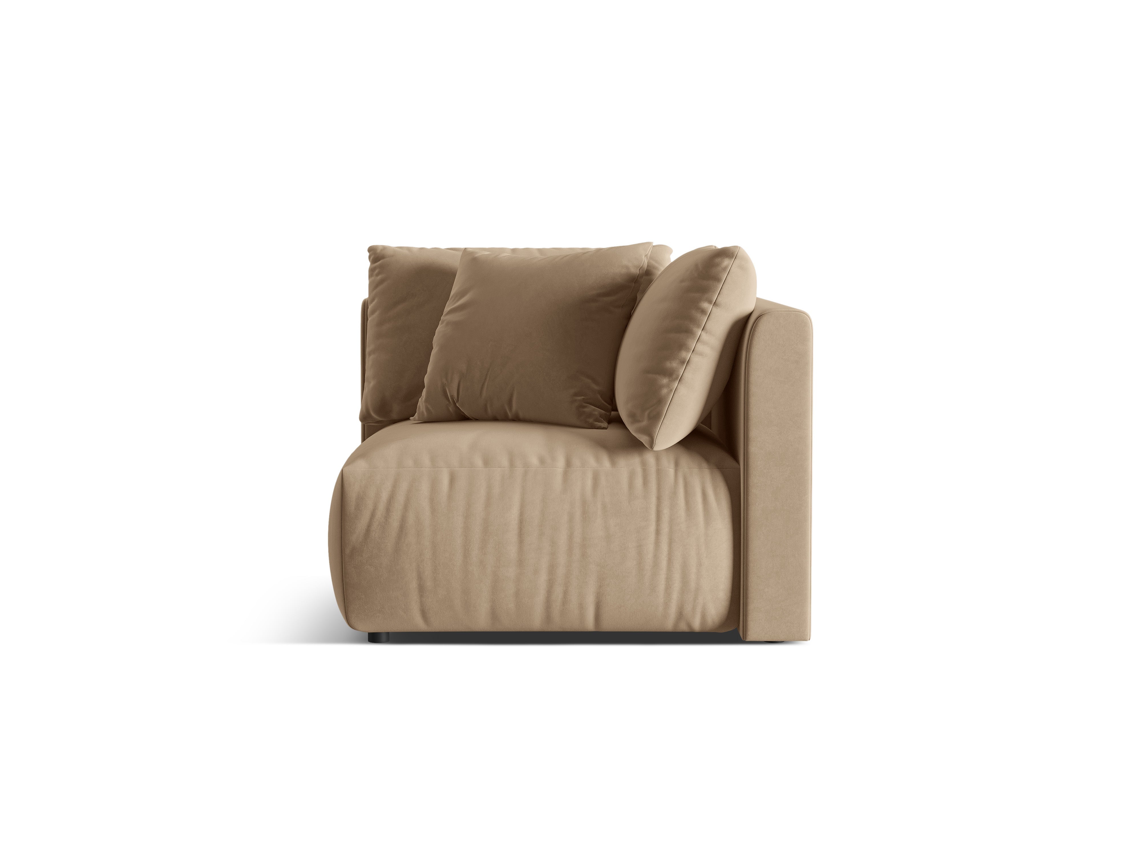 Modulaire fluwelen bank CHRIS - hoekelement zandkleurig