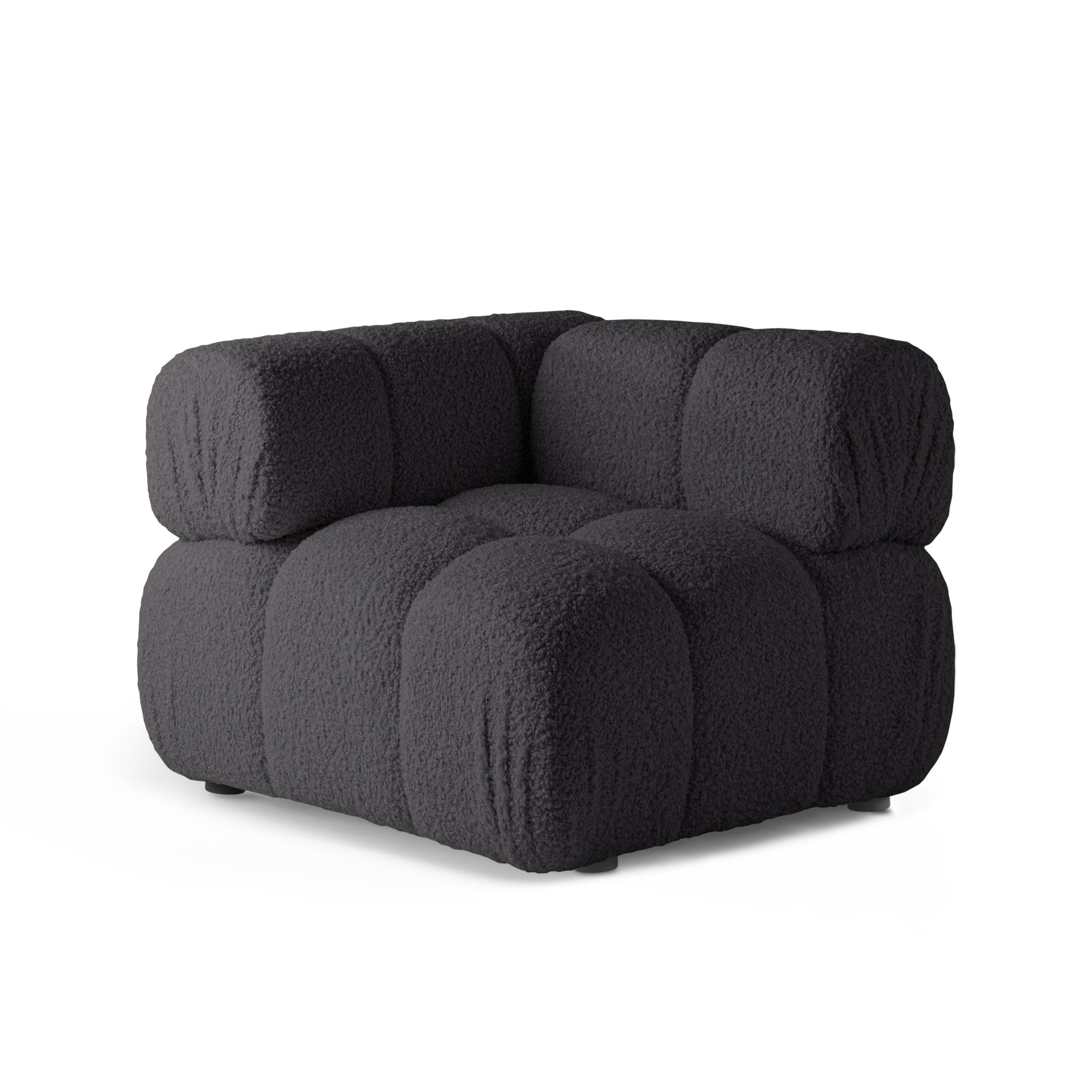 Modulaire bank BELLIS - hoekmodule in grafietkleurige boucle
