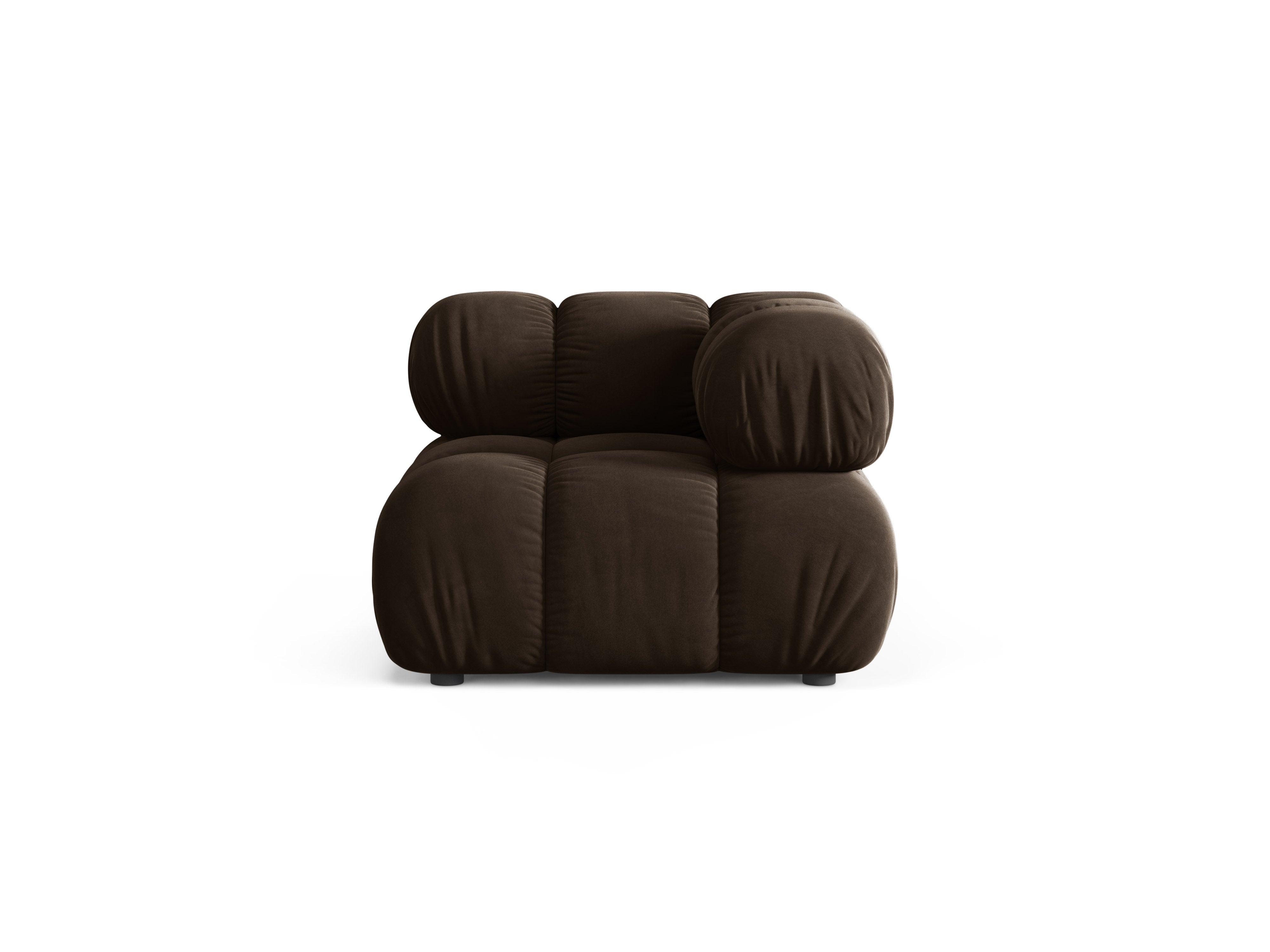 Modulaire fluwelen bank BELLIS - hoekmodule in chocoladekleur