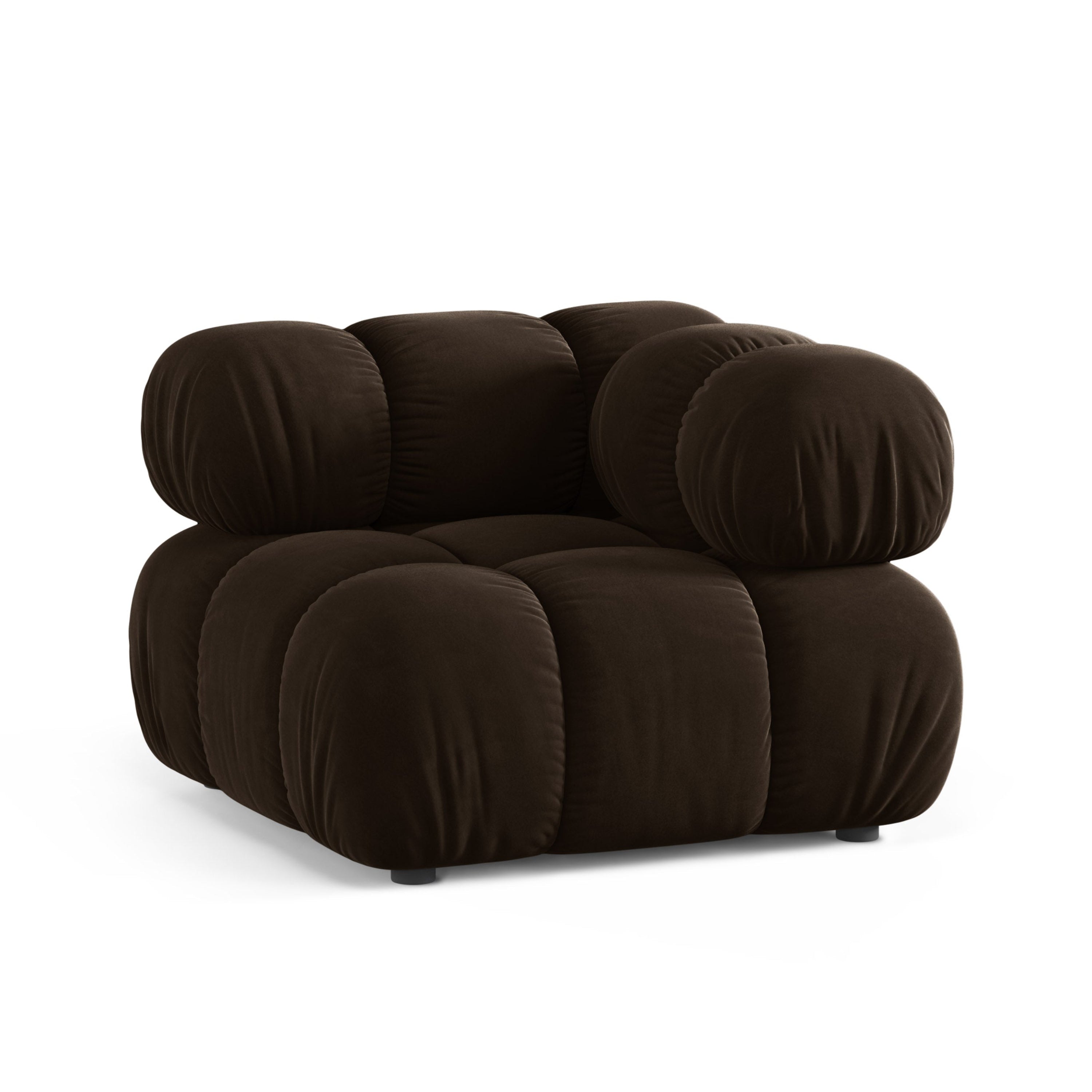 Modulaire fluwelen bank BELLIS - hoekmodule in chocoladekleur