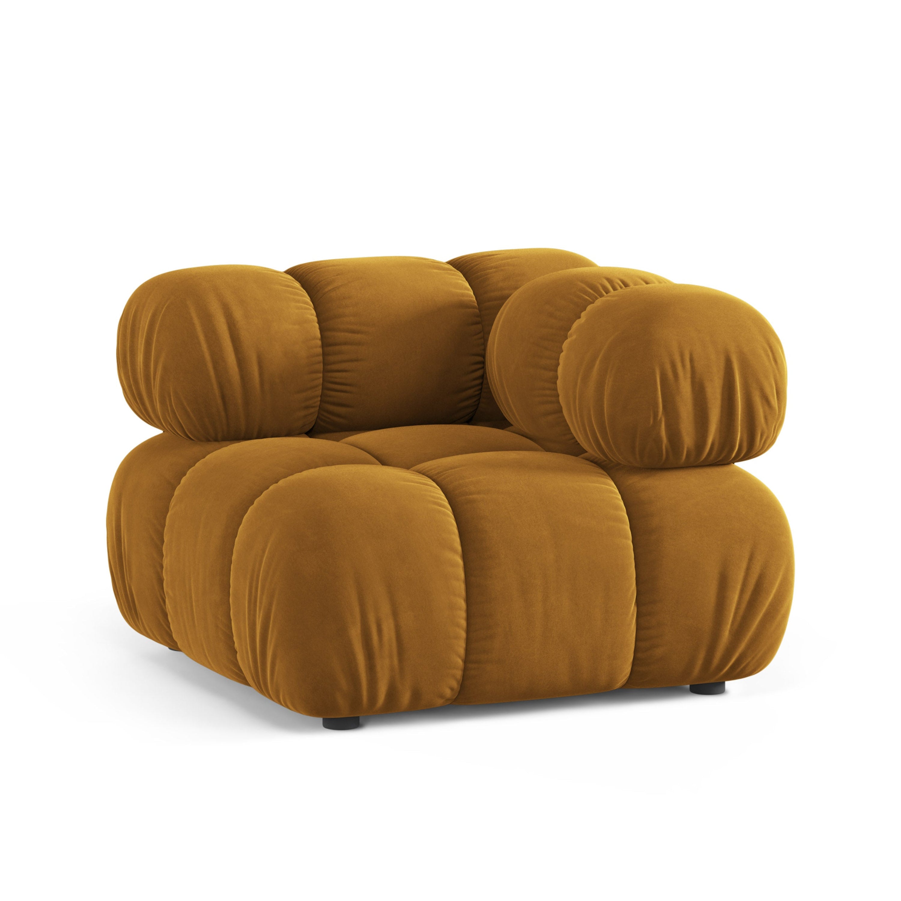 Modulaire fluwelen bank BELLIS - hoekmodule mosterdkleurig