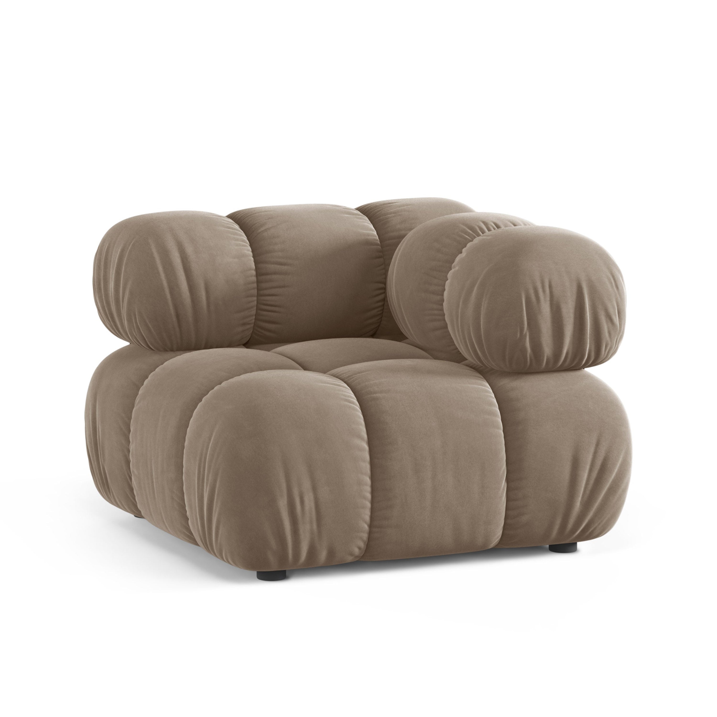 Modulaire fluwelen bank BELLIS - hoekmodule cappuccino