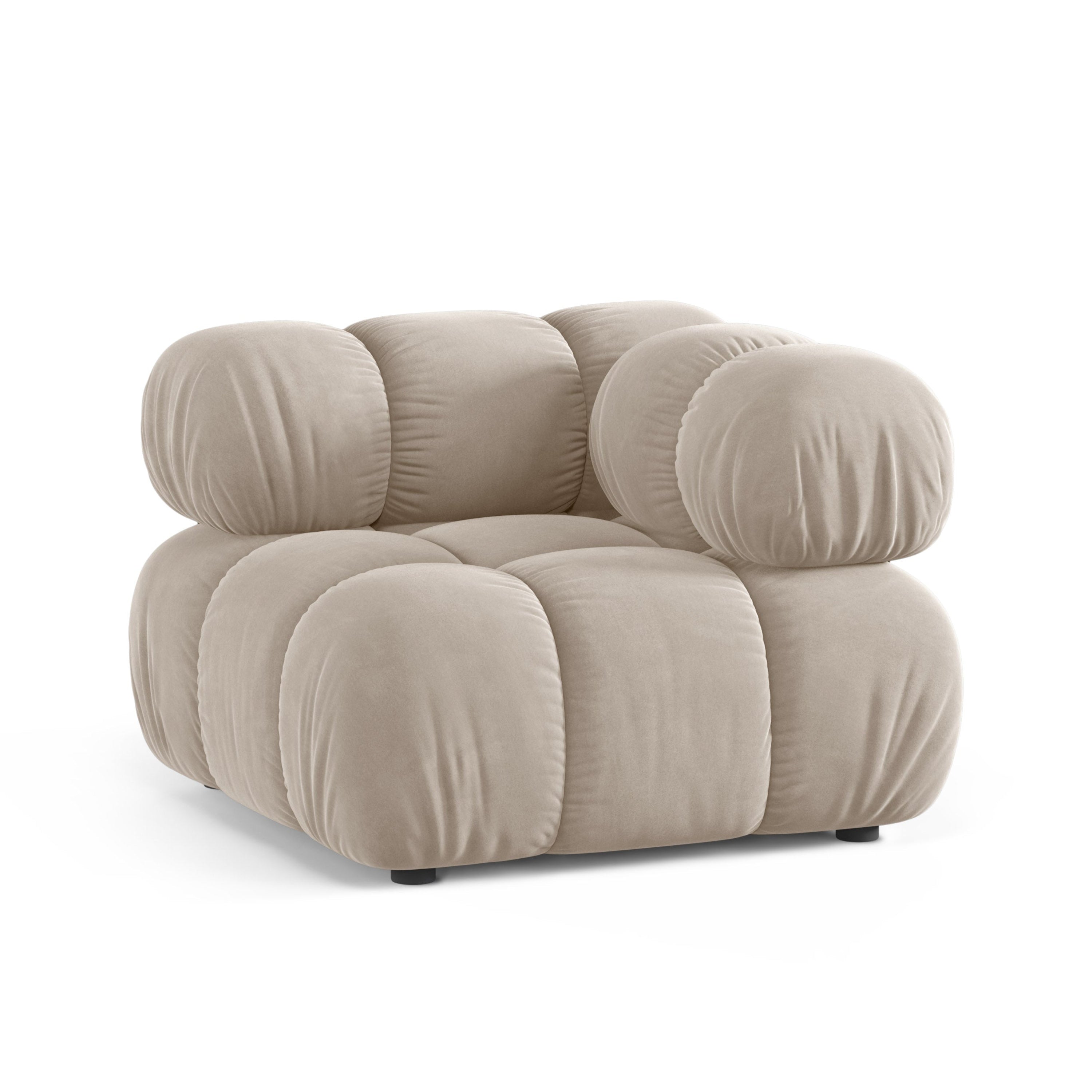 Modulaire fluwelen bank BELLIS - beige hoekmodule