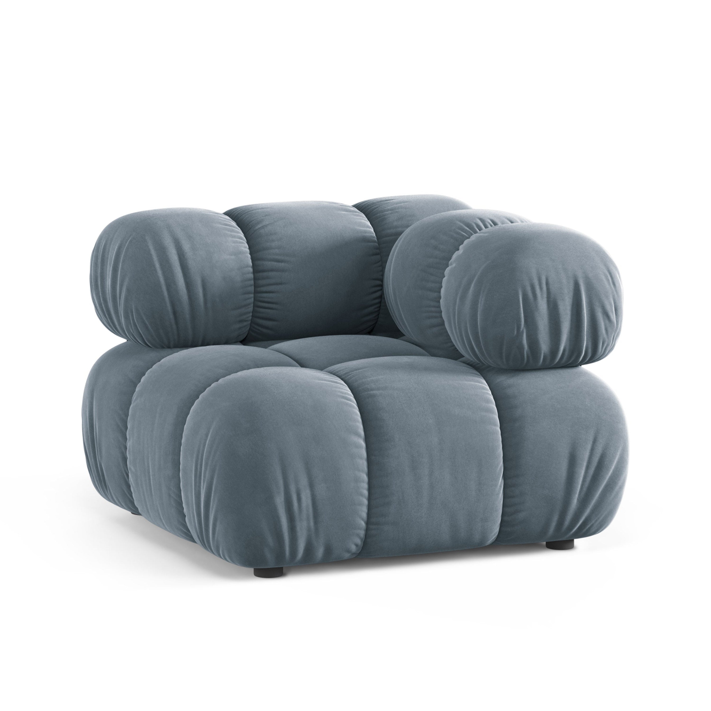 Modulaire fluwelen bank BELLIS - blauwe hoekmodule