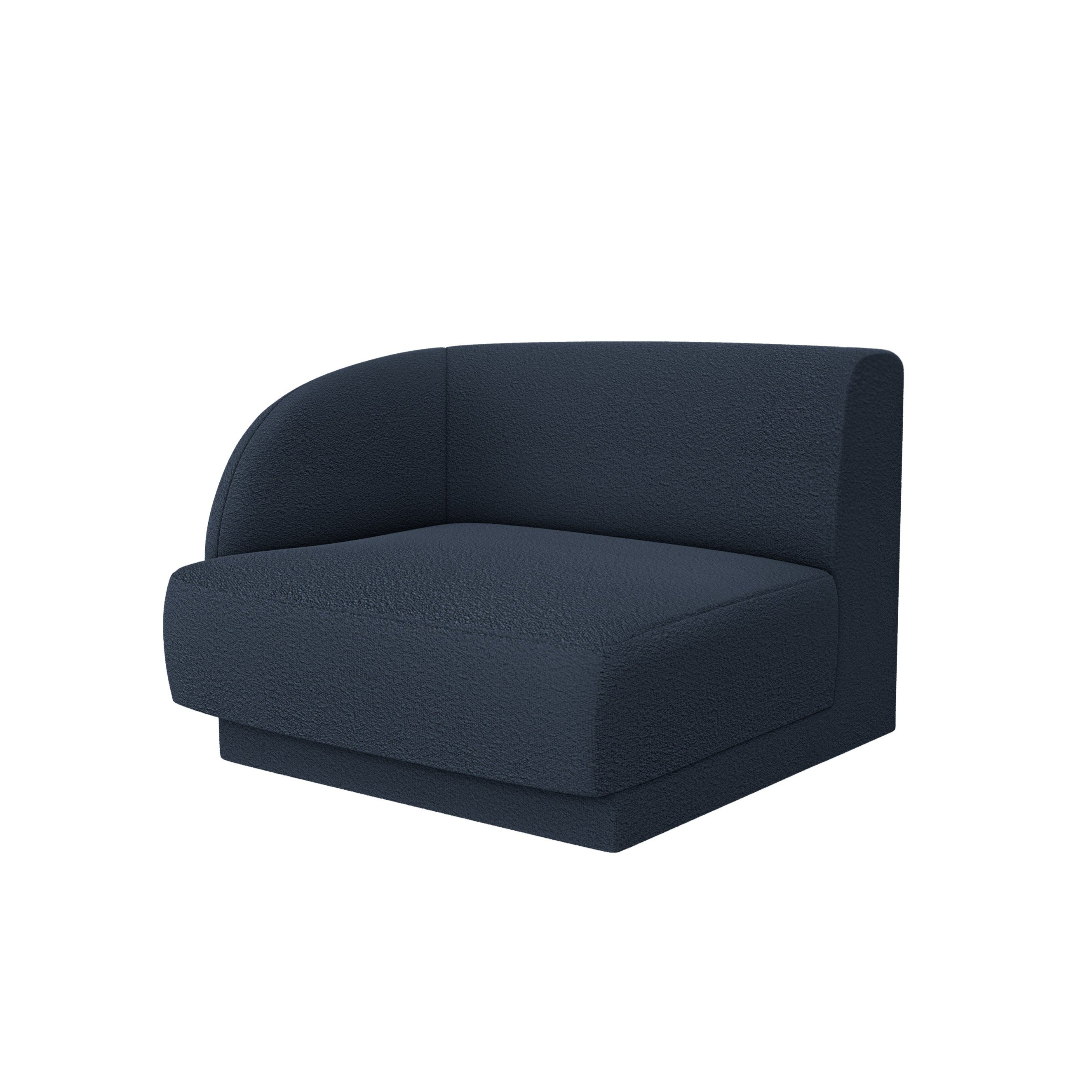 MILEY Modular Sofa - Left-Side Module in Dark Blue Boucle