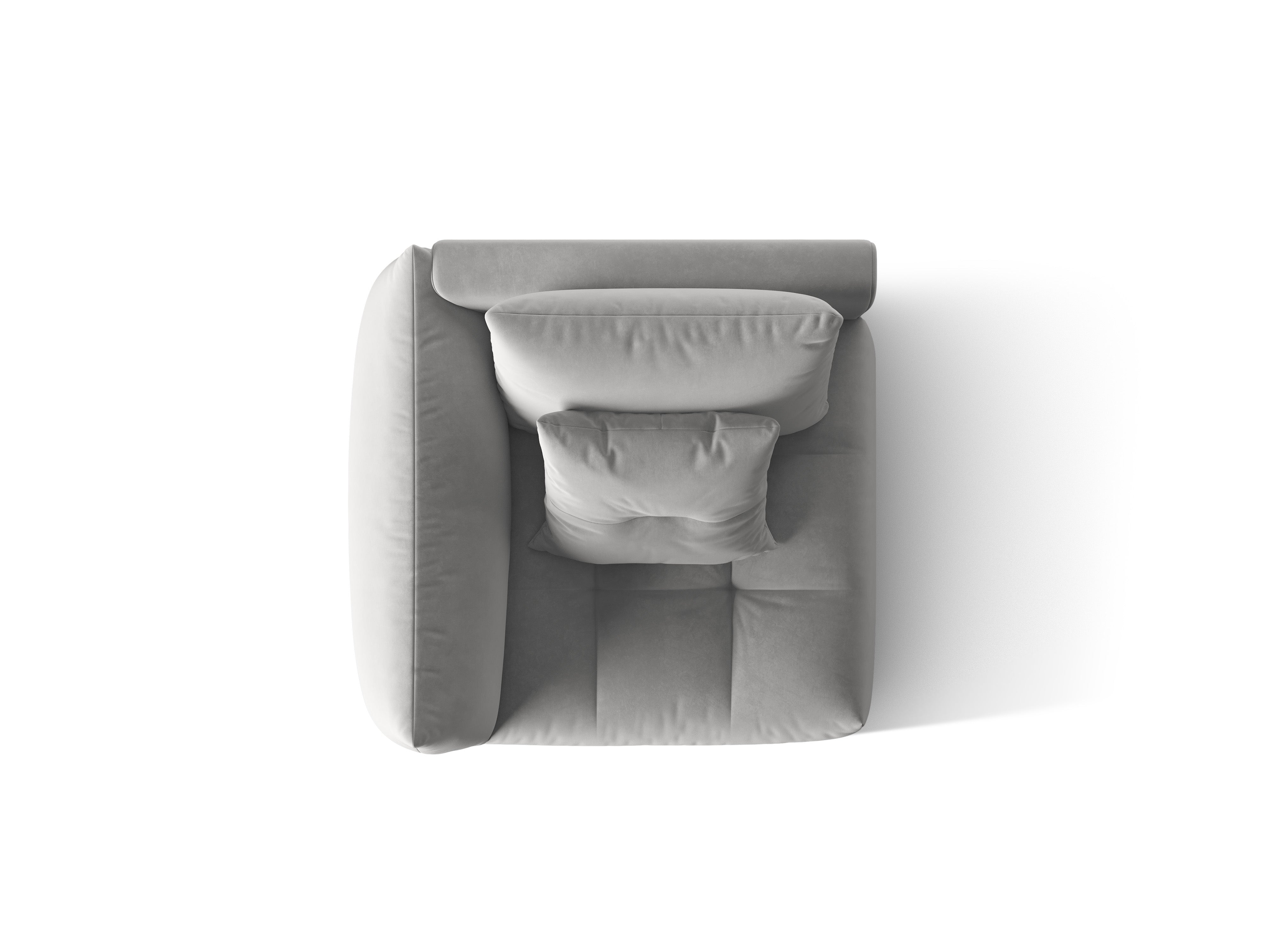 Modulares Samtsofa BLOOM - linkes Element in Grau