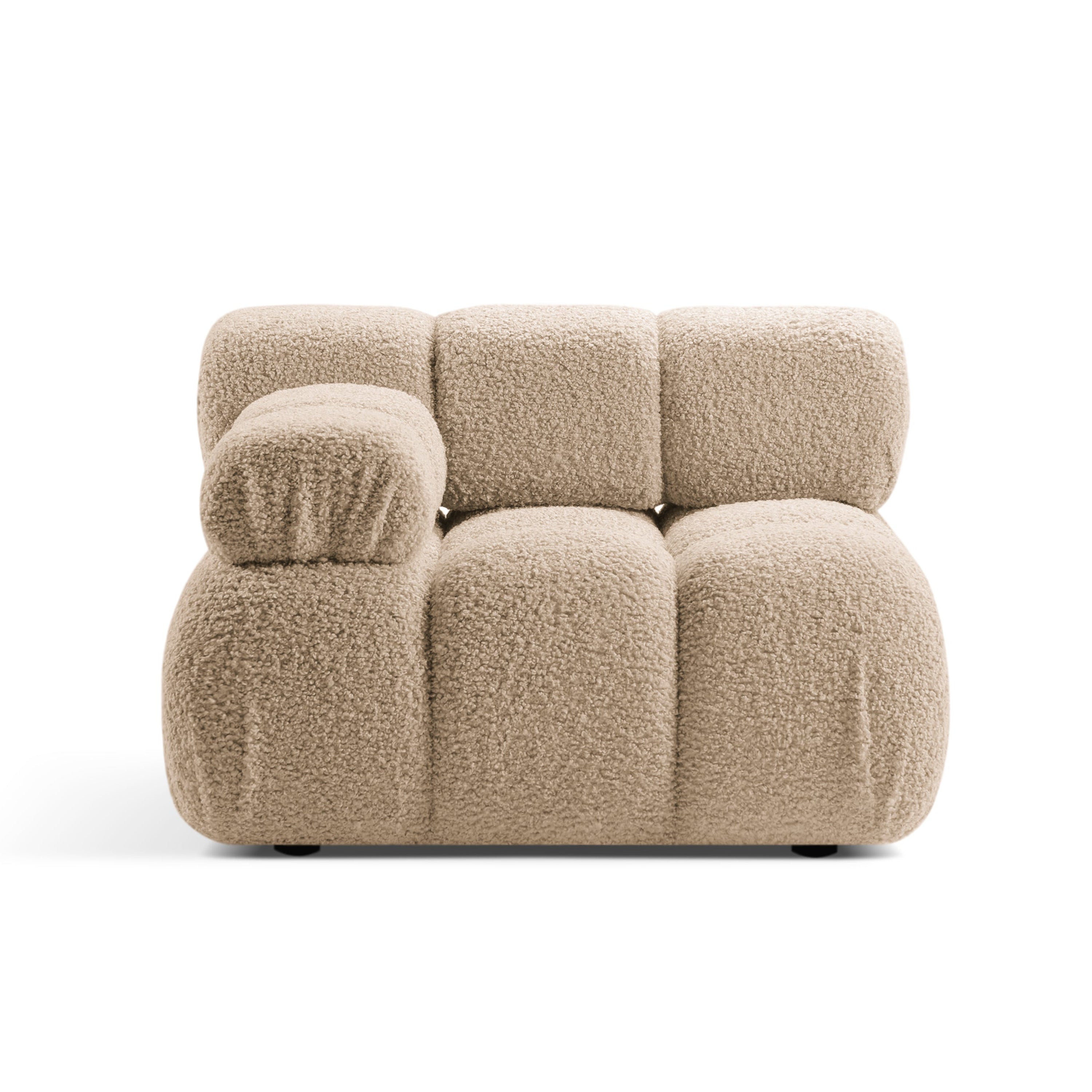 Modulaire bank BELLIS - linkszijdig module in zandkleurige boucle