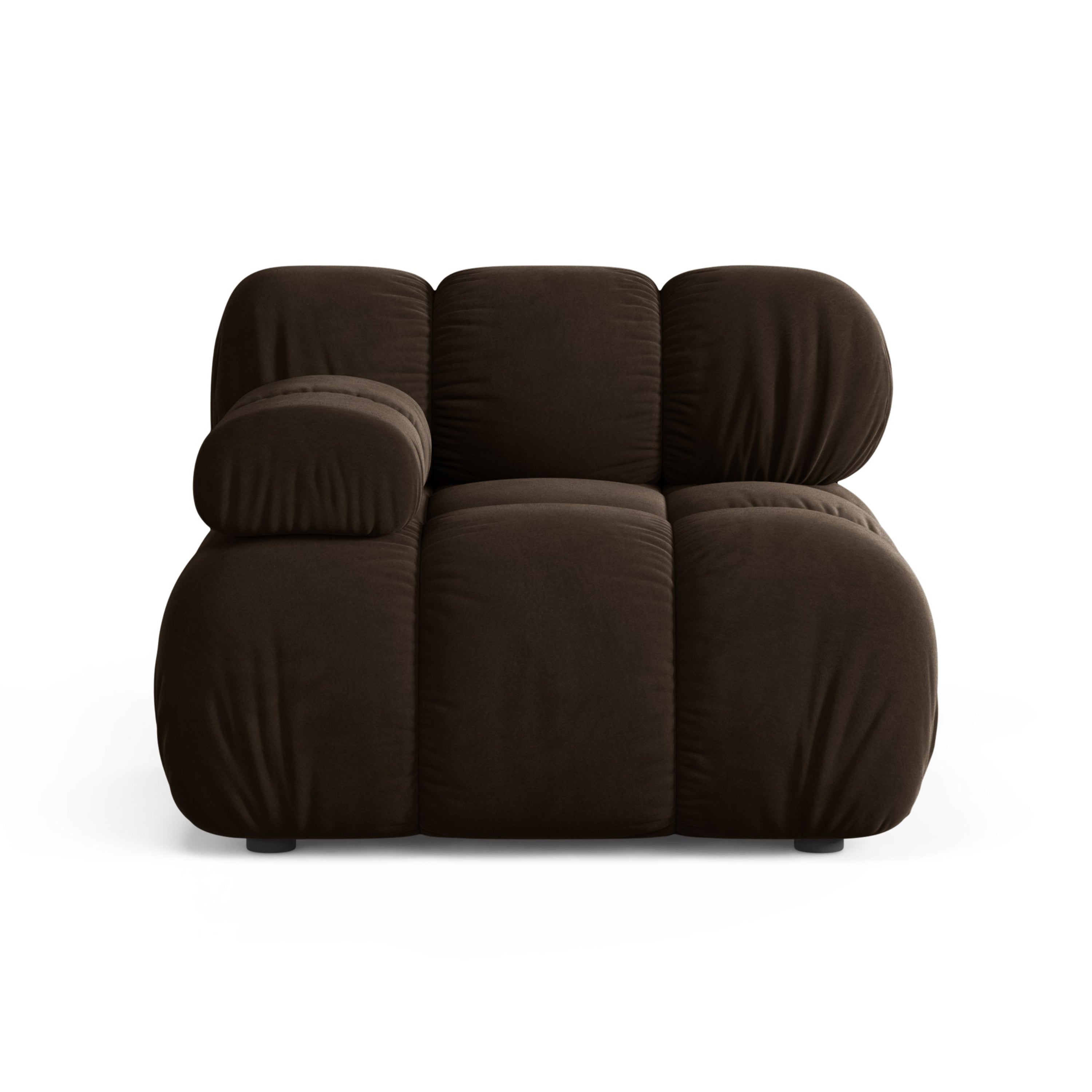 Modulaire fluwelen bank BELLIS - linker module in chocoladekleur