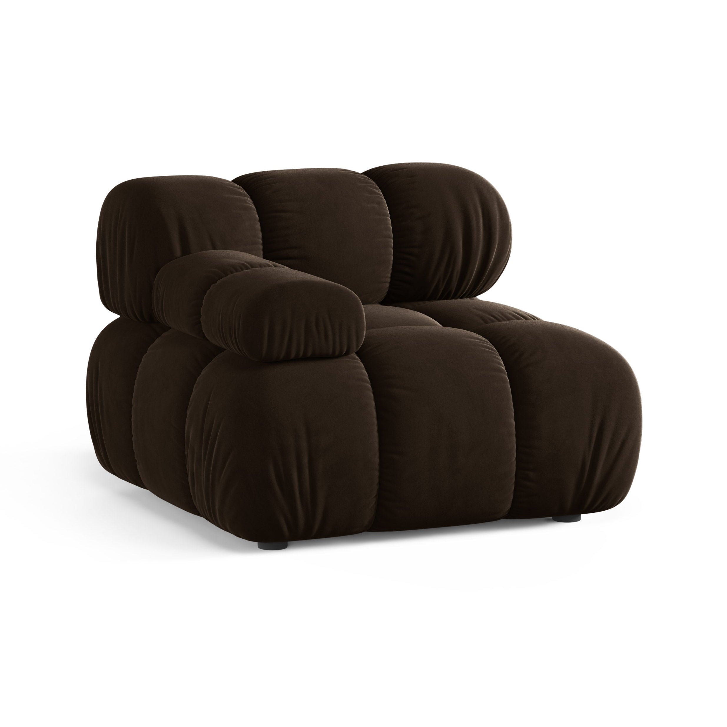 Modulaire fluwelen bank BELLIS - linker module in chocoladekleur