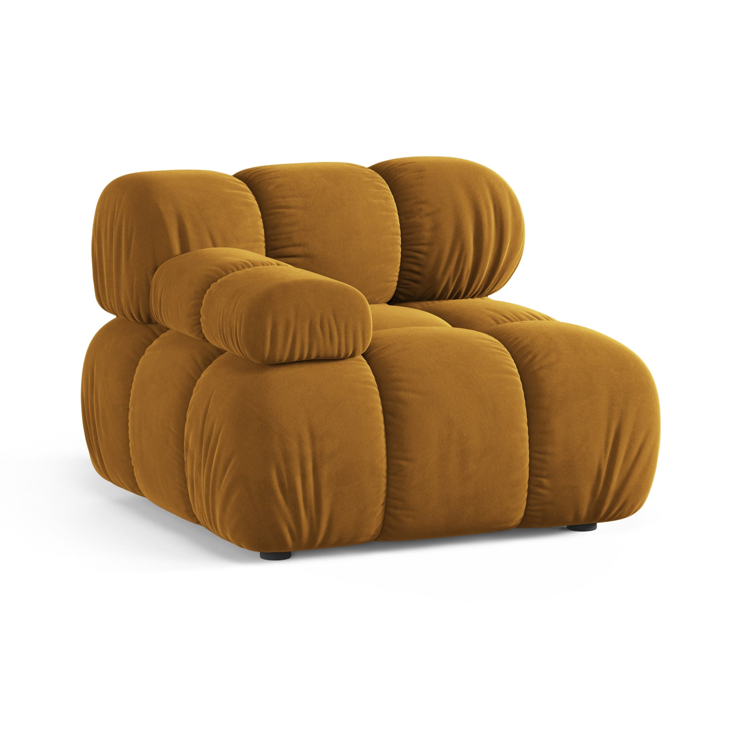 Modulaire fluwelen bank BELLIS - linkermodule in mosterdkleur