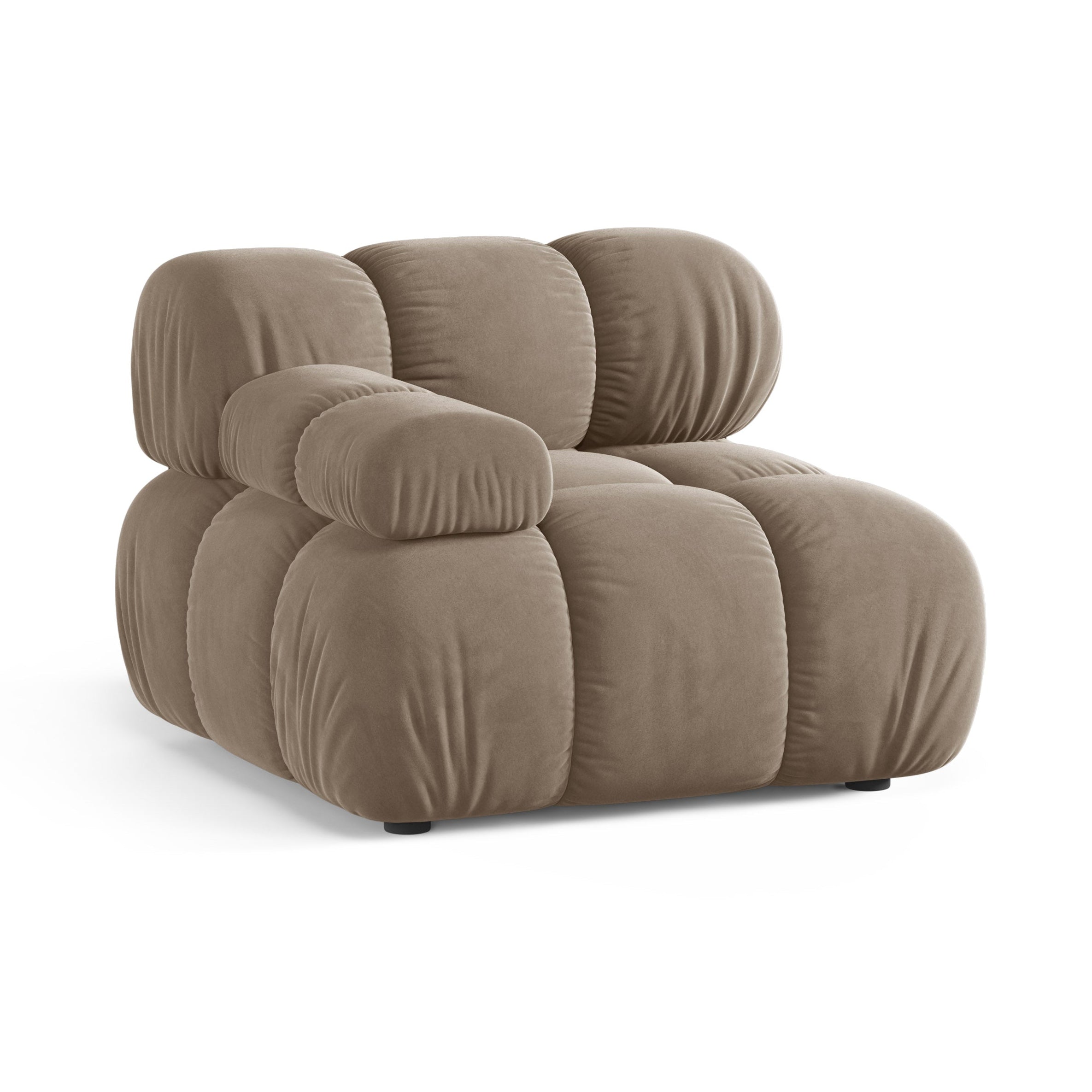Modulaire fluwelen bank BELLIS - linker module cappuccino