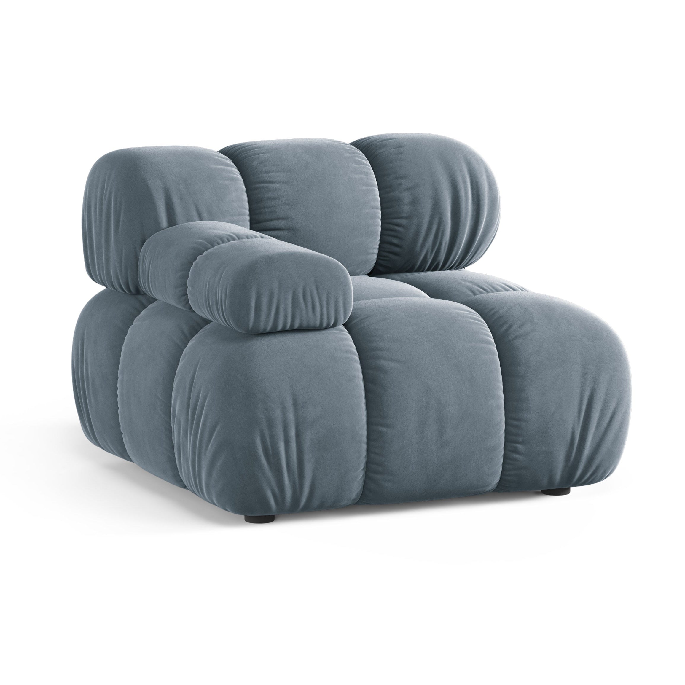 Modulaire fluwelen bank BELLIS - linkermodule in blauw