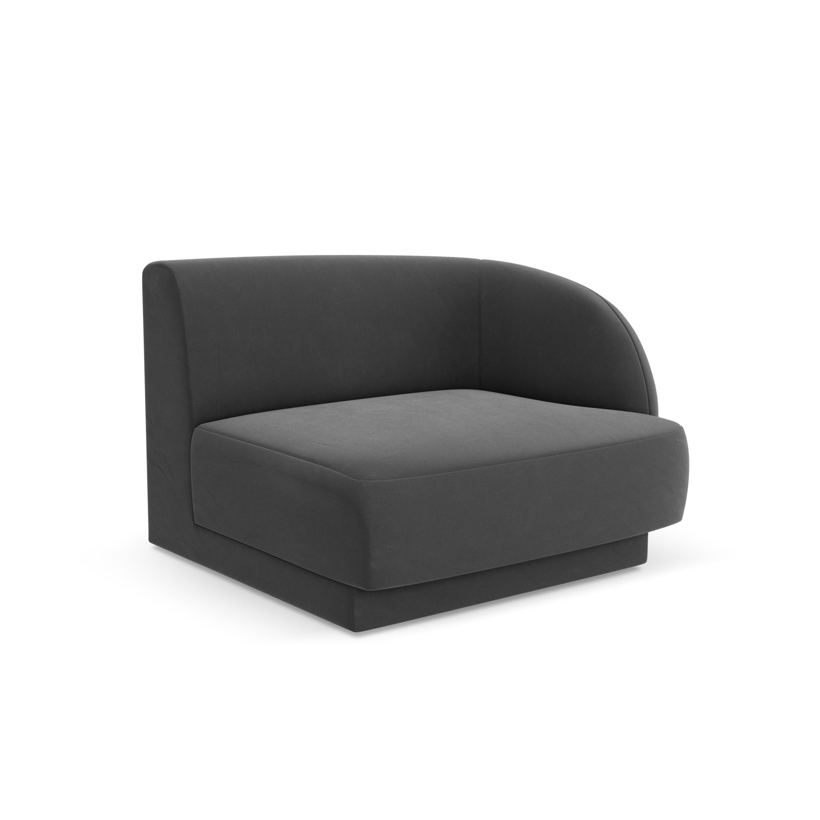 Velvet modular sofa MILEY - right-side module gray