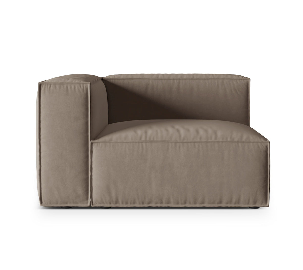 Moduł aksamitny 1-osobowy z lewym podłokietnikiem NURIA ciepły szary – Micadoni