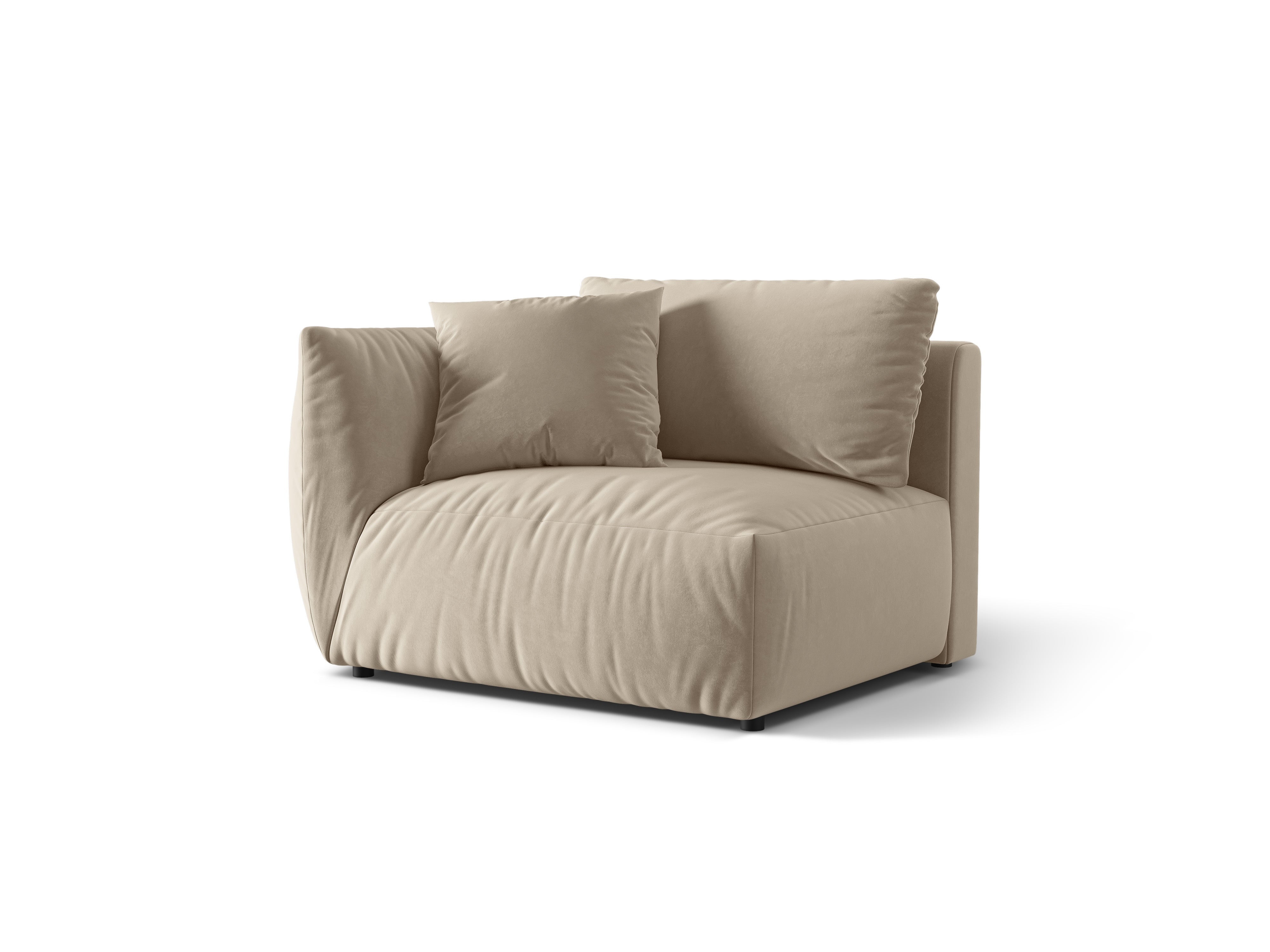 Sofa modułowa aksamitna CHRIS - element szeroki lewostronny ecru – sosna