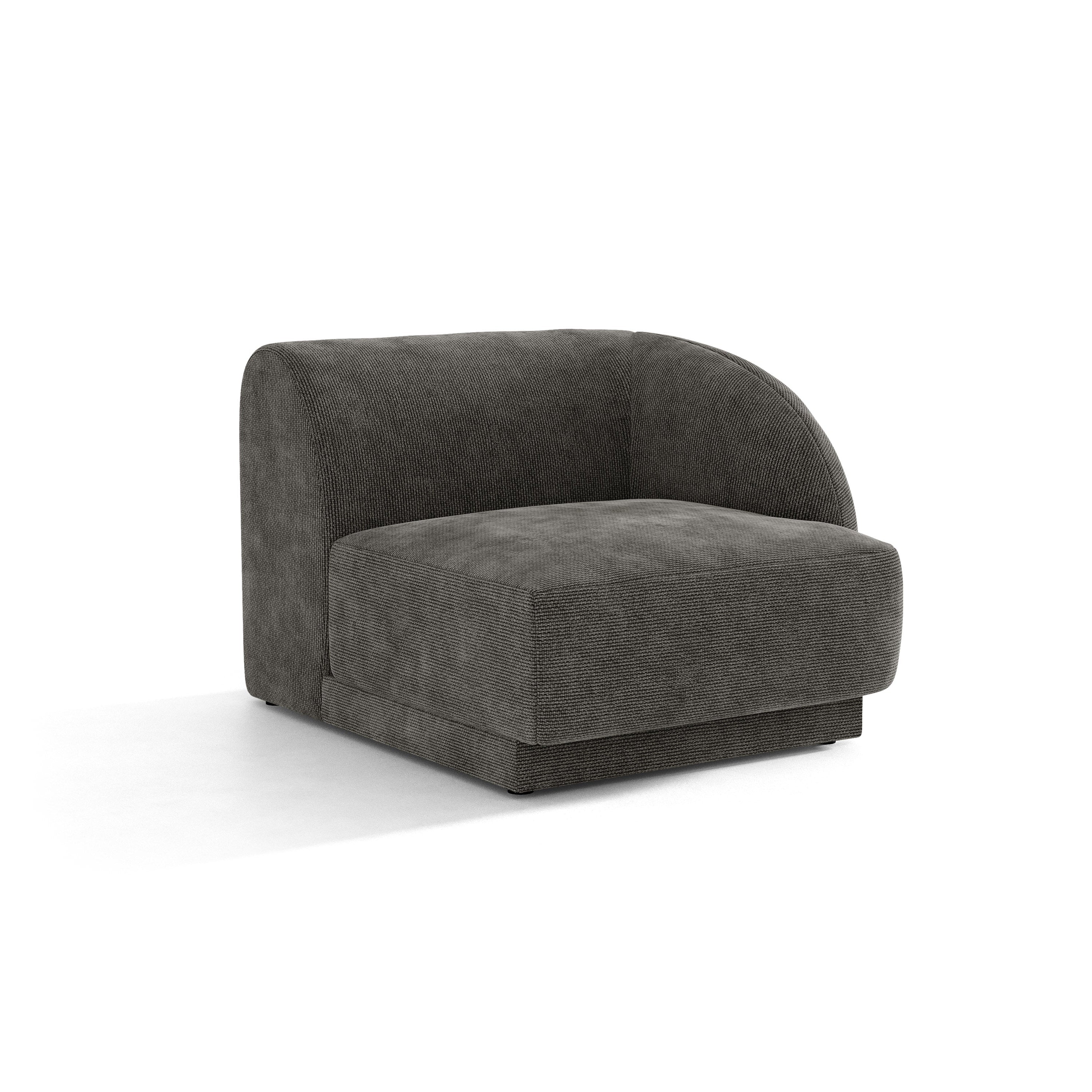 Modulaire bank MILEY - rechtsmodule grijze zijdeachtige chenille