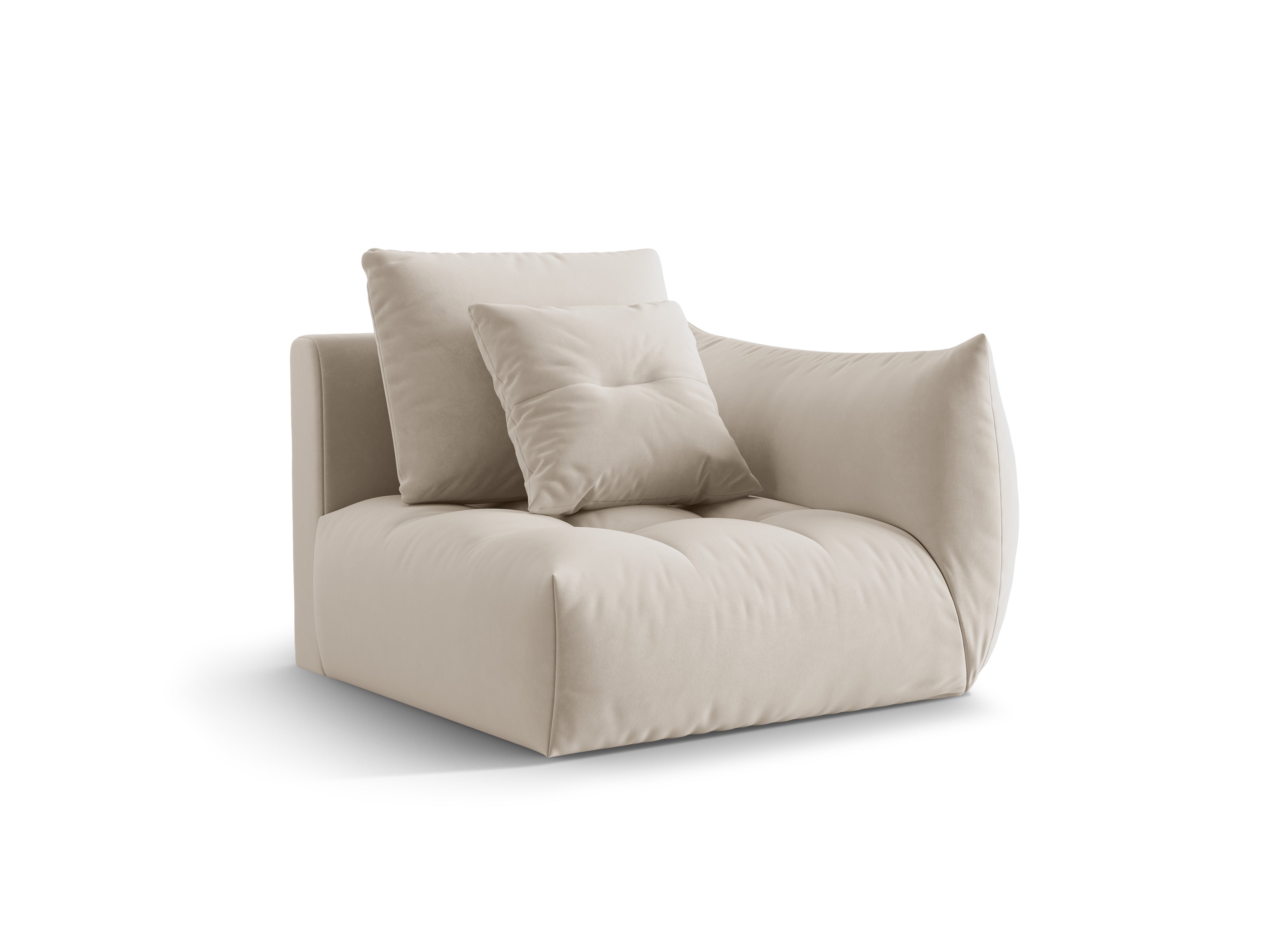 Modulares Samtsofa BLOOM - rechte Element ecru