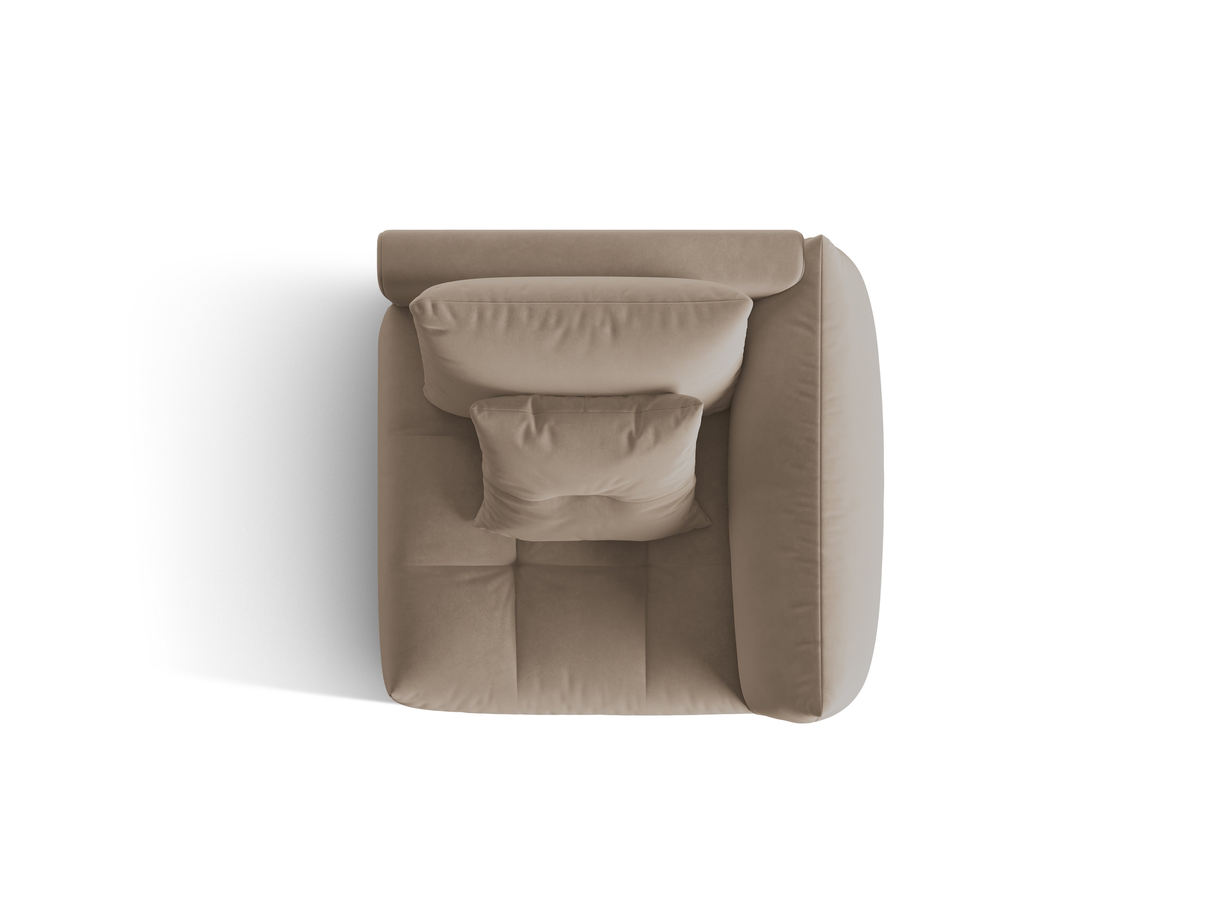 Velvet modular sofa BLOOM - right-side element light brown