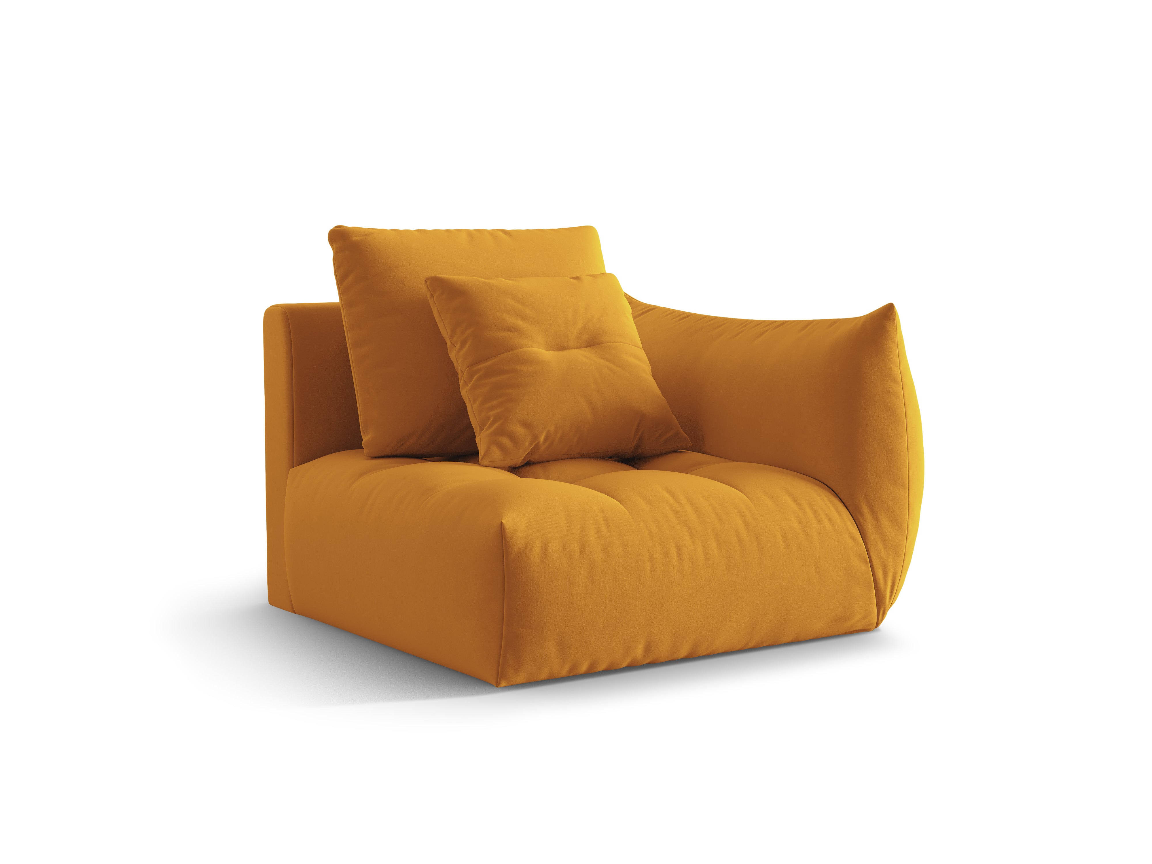 Modulaire fluwelen bank BLOOM - rechterelement geel