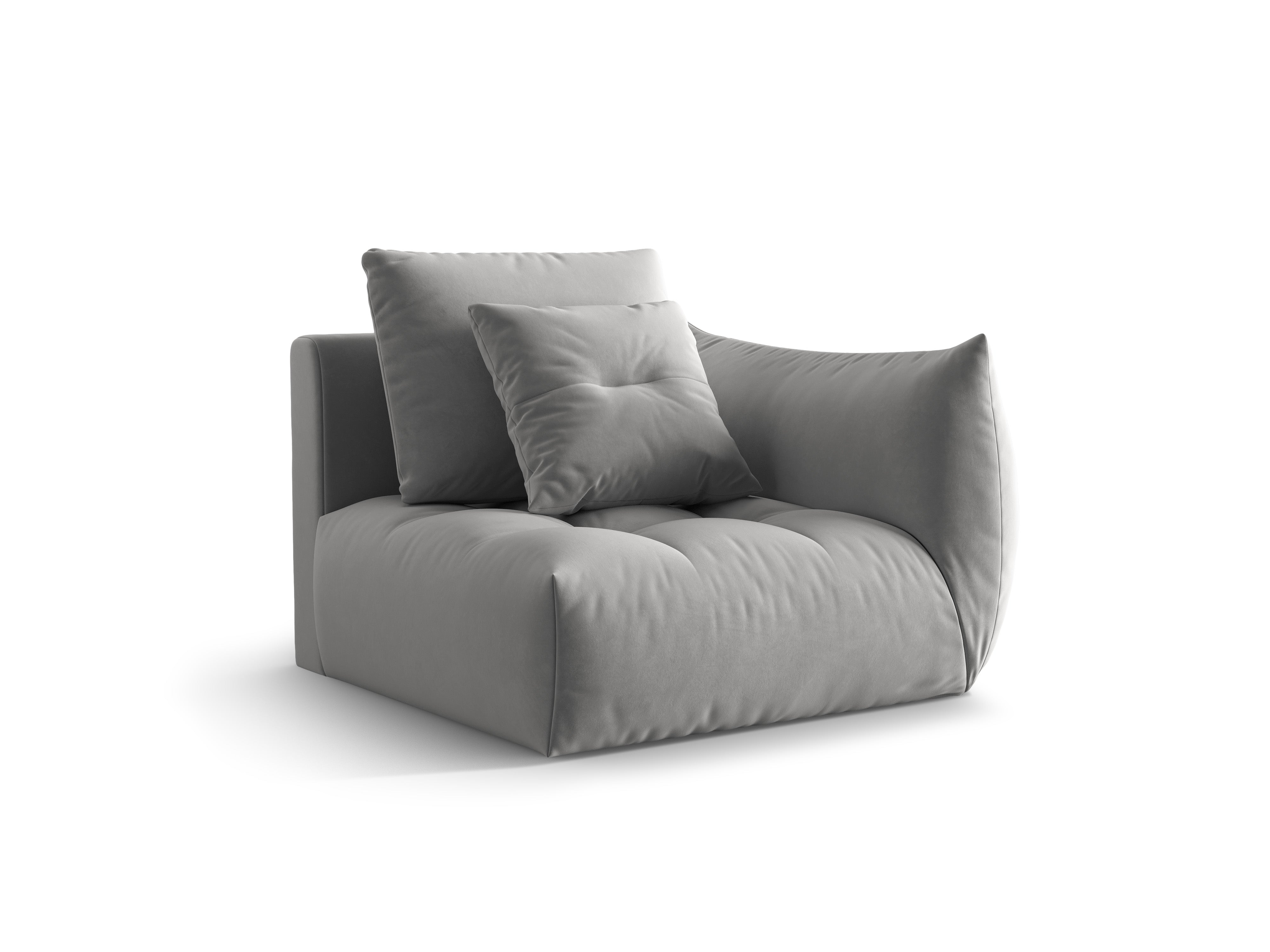 Modulaire fluwelen bank BLOOM - rechterelement grijs